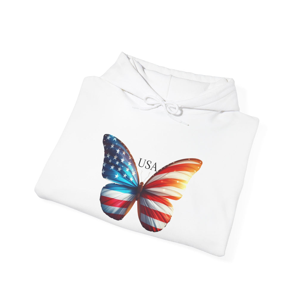 USA Flag Butterfly Unisex Heavy Blend Hooded Sweatshirt