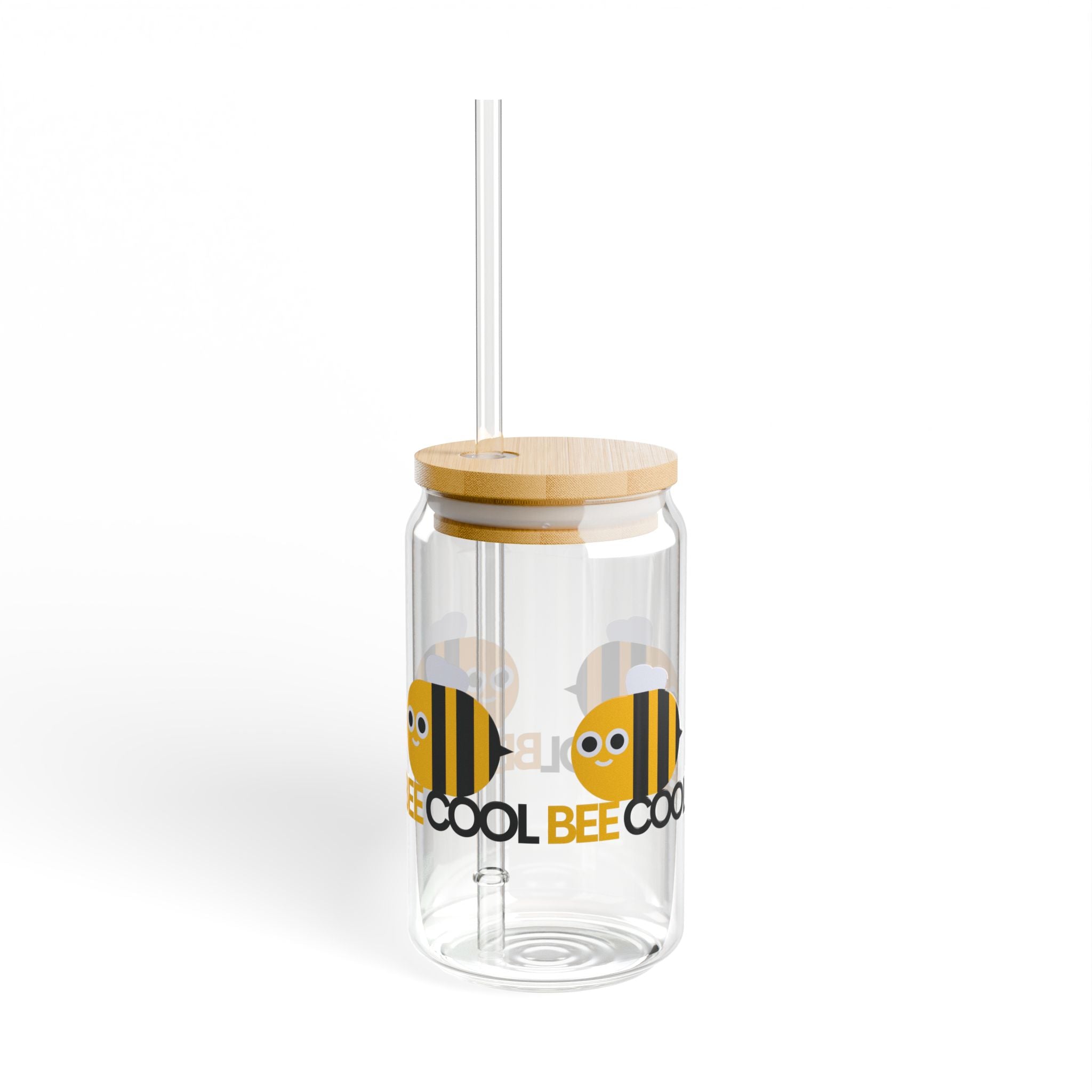 Cool Bee Glass Sipper Cup with Bamboo Lid