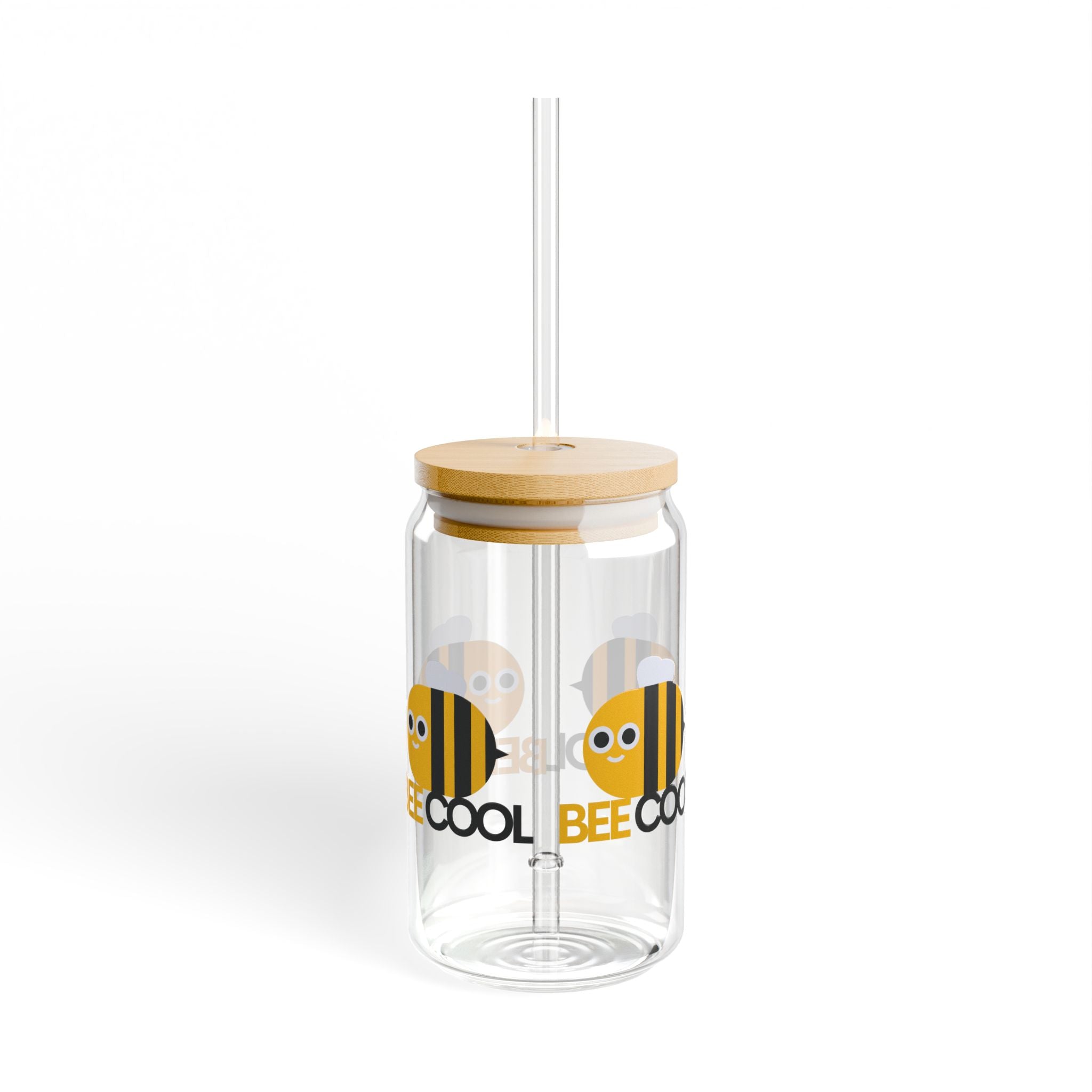 Cool Bee Glass Sipper Cup with Bamboo Lid