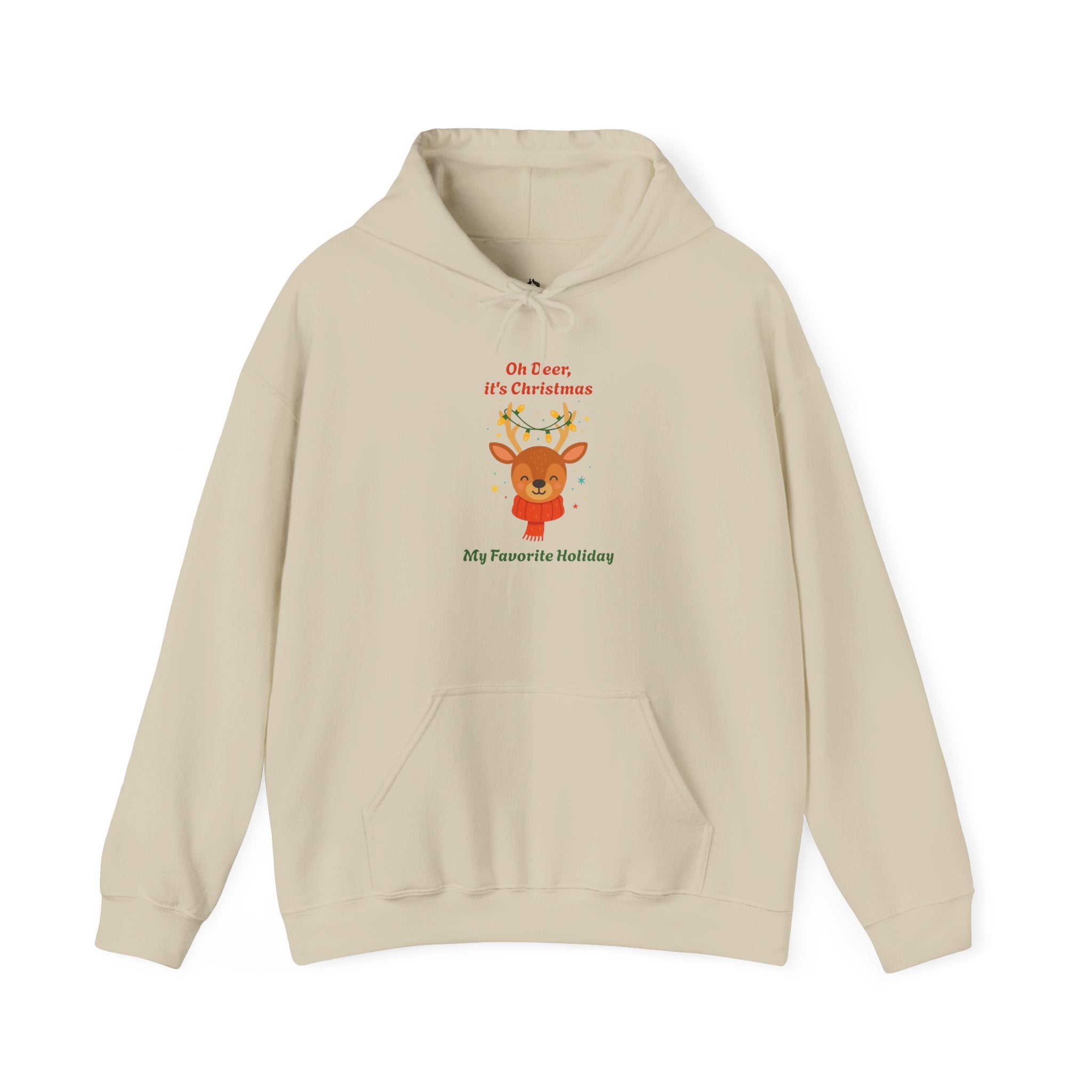 Christmas Reindeer Hoodie - "Oh Deer, It's Christmas" Holiday Sweatshirt