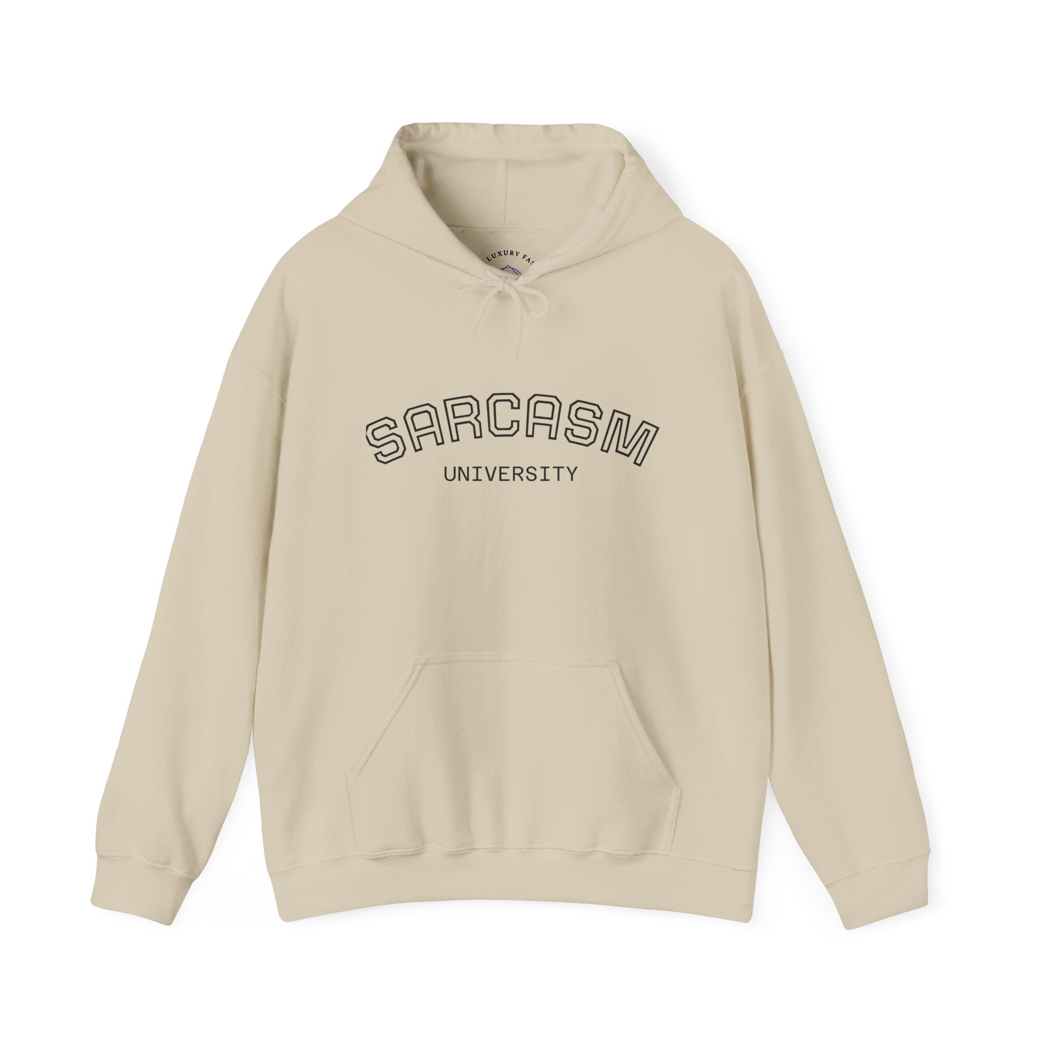 Sarcasm University Hoodie - Unisex Heavy Blend Sweatshirt for Humor Lovers, Gift for College Students, Trendy Casual Wear