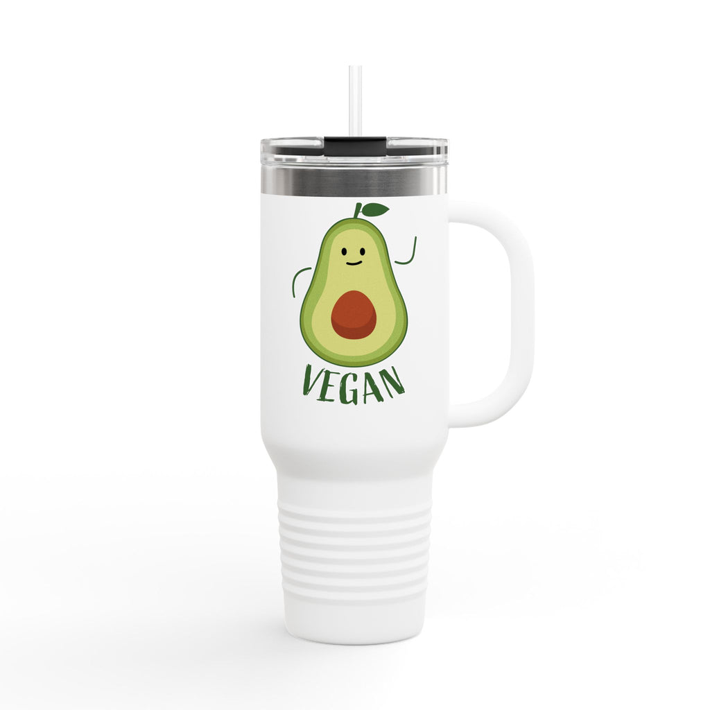 Vegan Avocado 40oz Insulated Travel Mug — Large Stainless Steel Tumbler for Hot & Cold Drinks