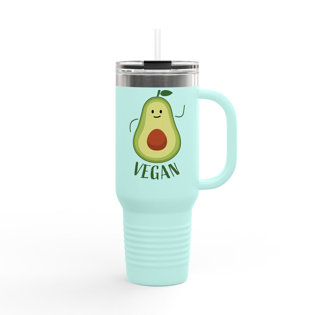 Vegan Avocado 40oz Insulated Travel Mug — Large Stainless Steel Tumbler for Hot & Cold Drinks