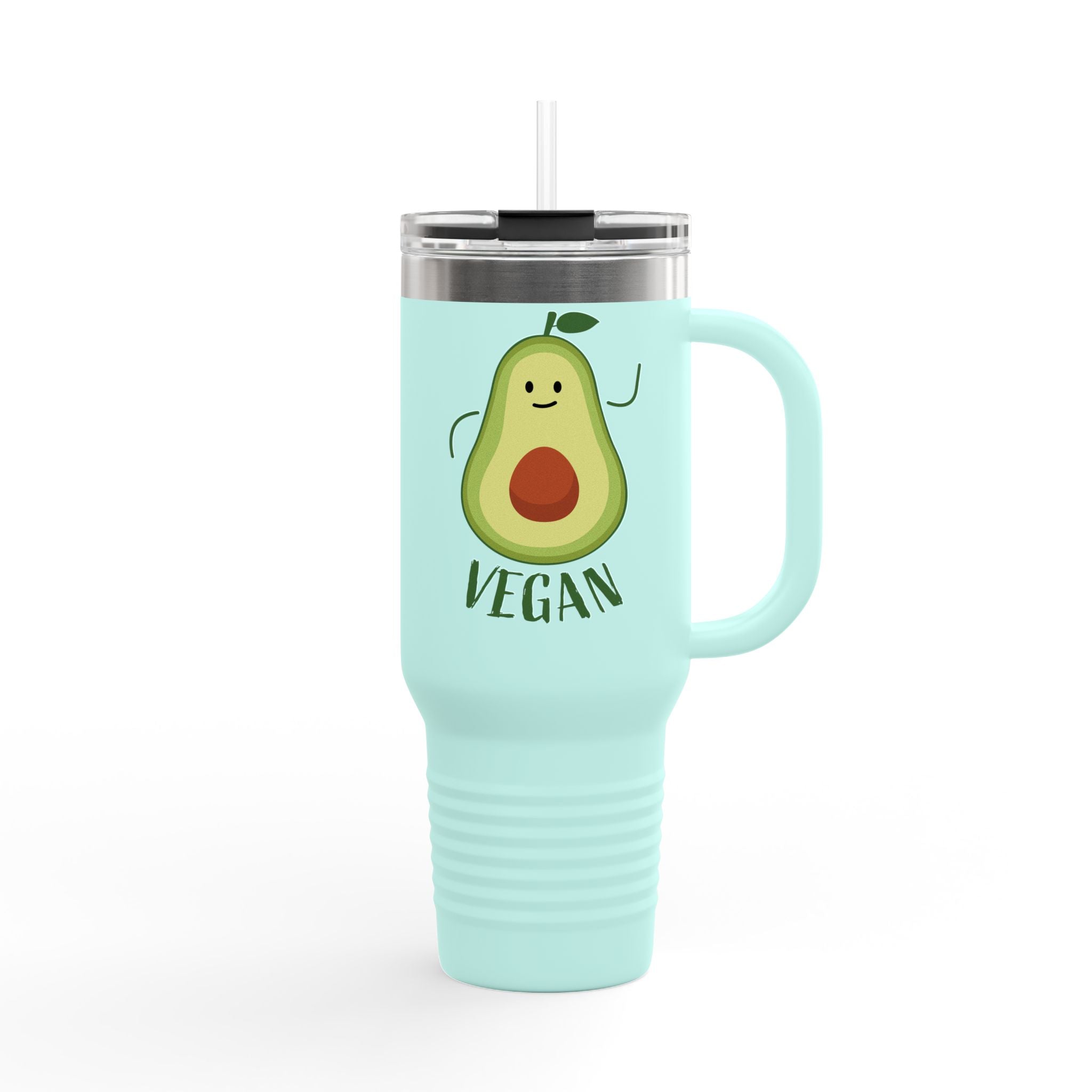 Vegan Avocado 40oz Insulated Travel Mug — Large Stainless Steel Tumbler for Hot & Cold Drinks
