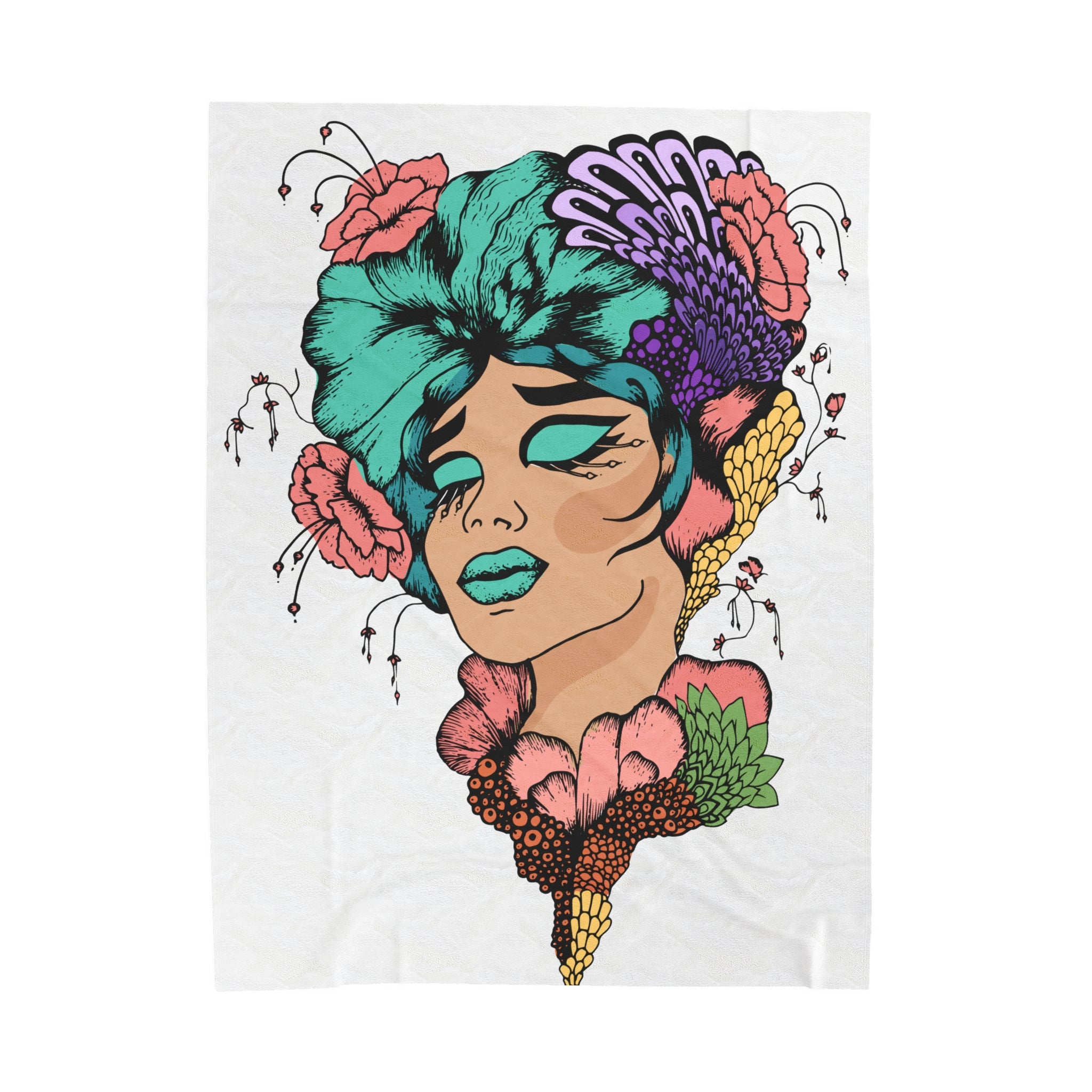 Woman Artistic Design Plush Blanket.