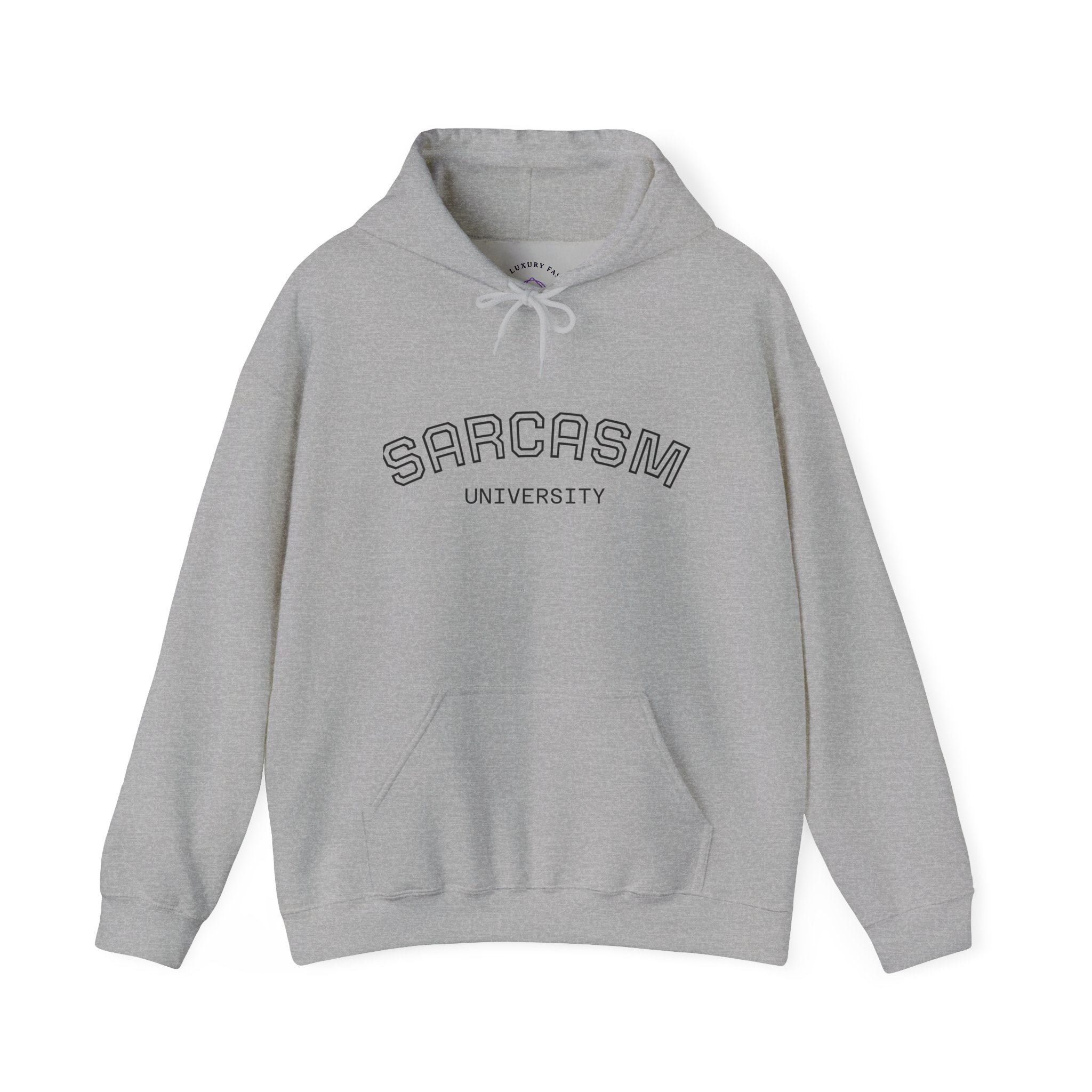 Sarcasm University Hoodie - Unisex Heavy Blend Sweatshirt for Humor Lovers, Gift for College Students, Trendy Casual Wear