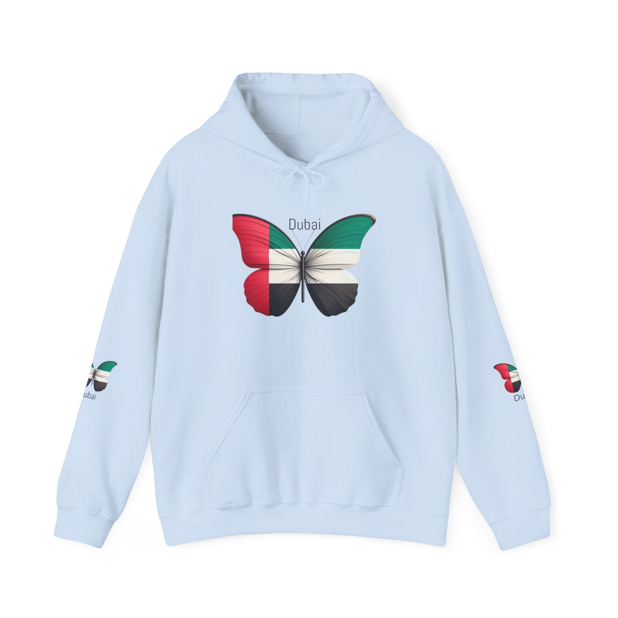 Dubai Flag Butterfly Hoodie – UAE Pride Pullover Sweatshirt