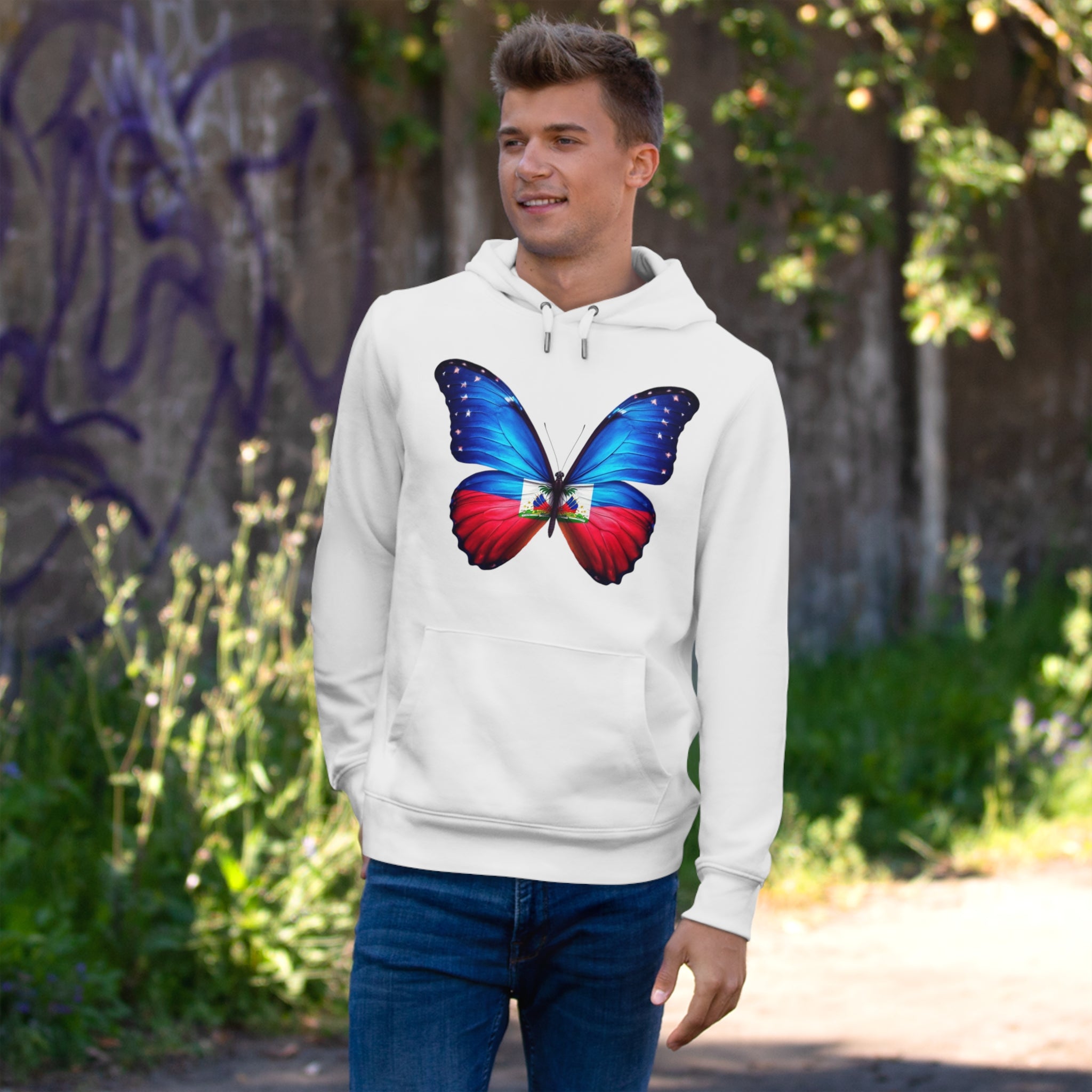 Haitian Butterfly Flag Hoodie Sweatshirt