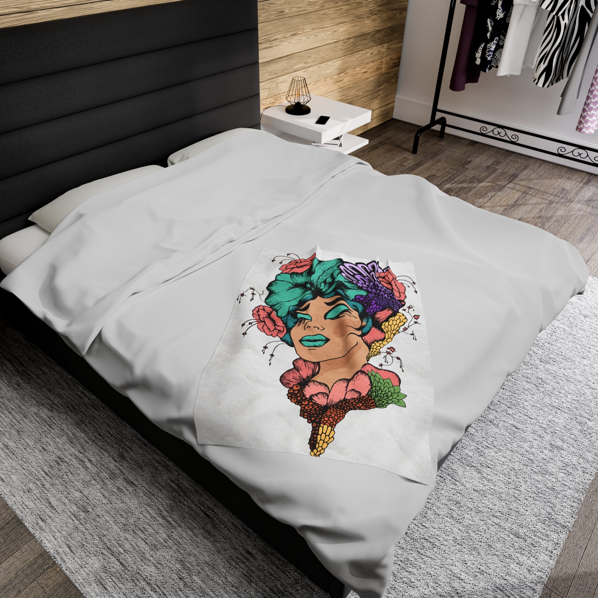 Woman Artistic Design Plush Blanket.