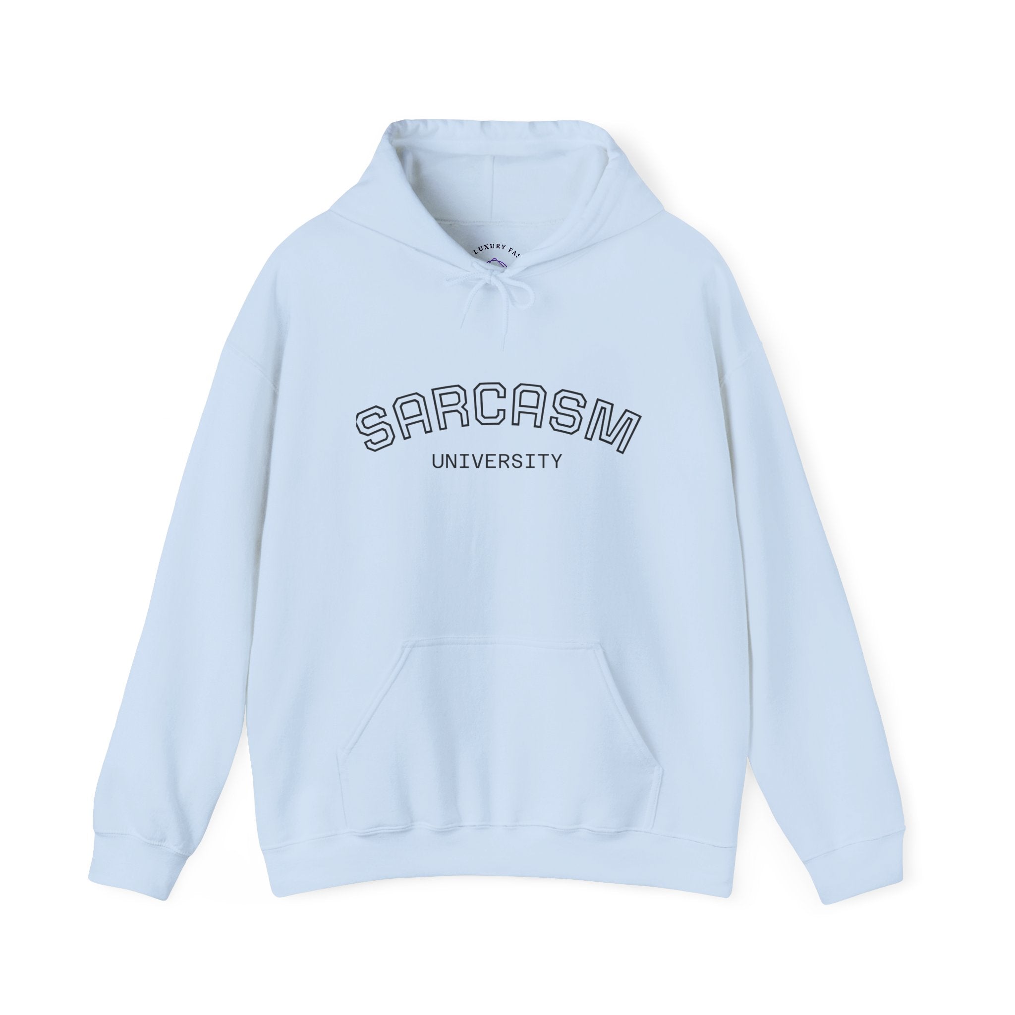 Sarcasm University Hoodie - Unisex Heavy Blend Sweatshirt for Humor Lovers, Gift for College Students, Trendy Casual Wear