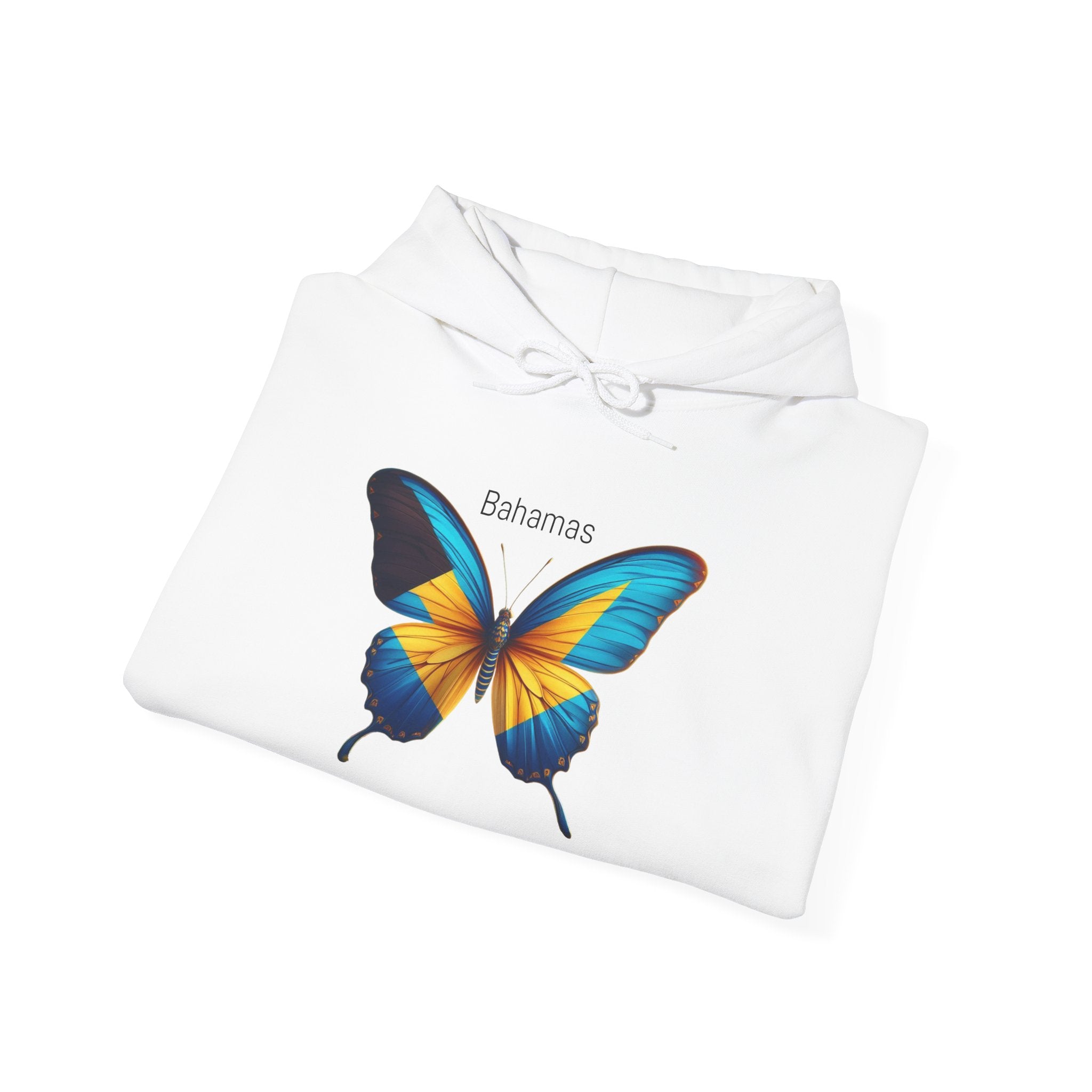 Butterfly Graphic Hoodie – Blue & Yellow Bahamian Wings Sweatshirt