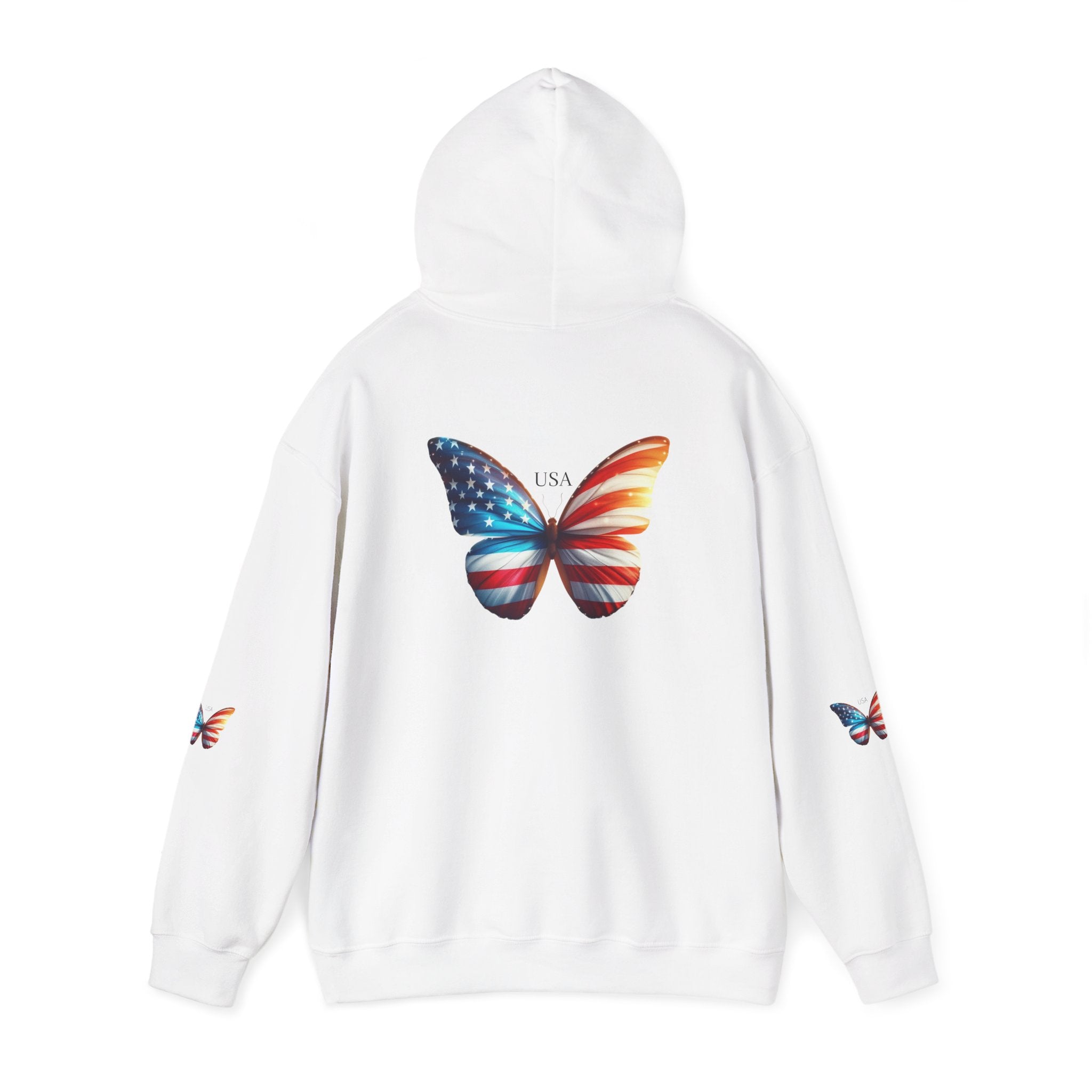 USA Flag Butterfly Unisex Heavy Blend Hooded Sweatshirt