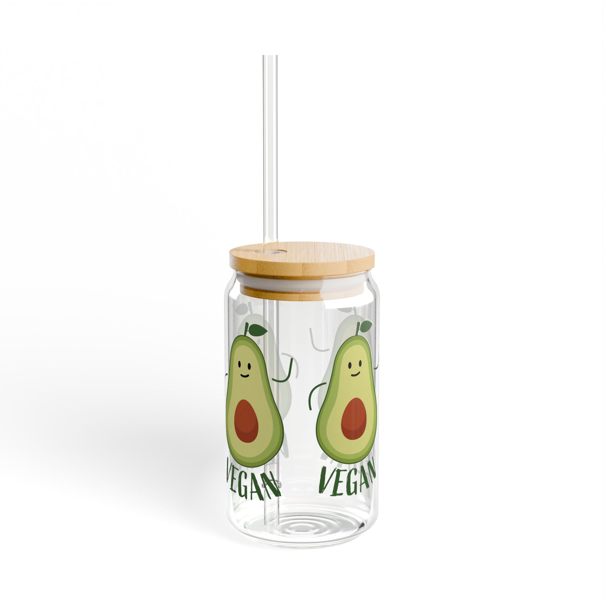 Vegan Avocado Reusable Sipper Glass Tumbler