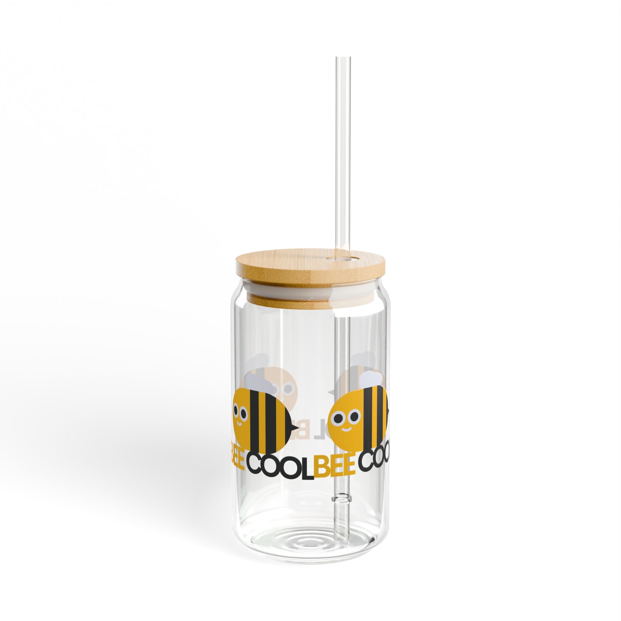 Cool Bee Glass Sipper Cup with Bamboo Lid
