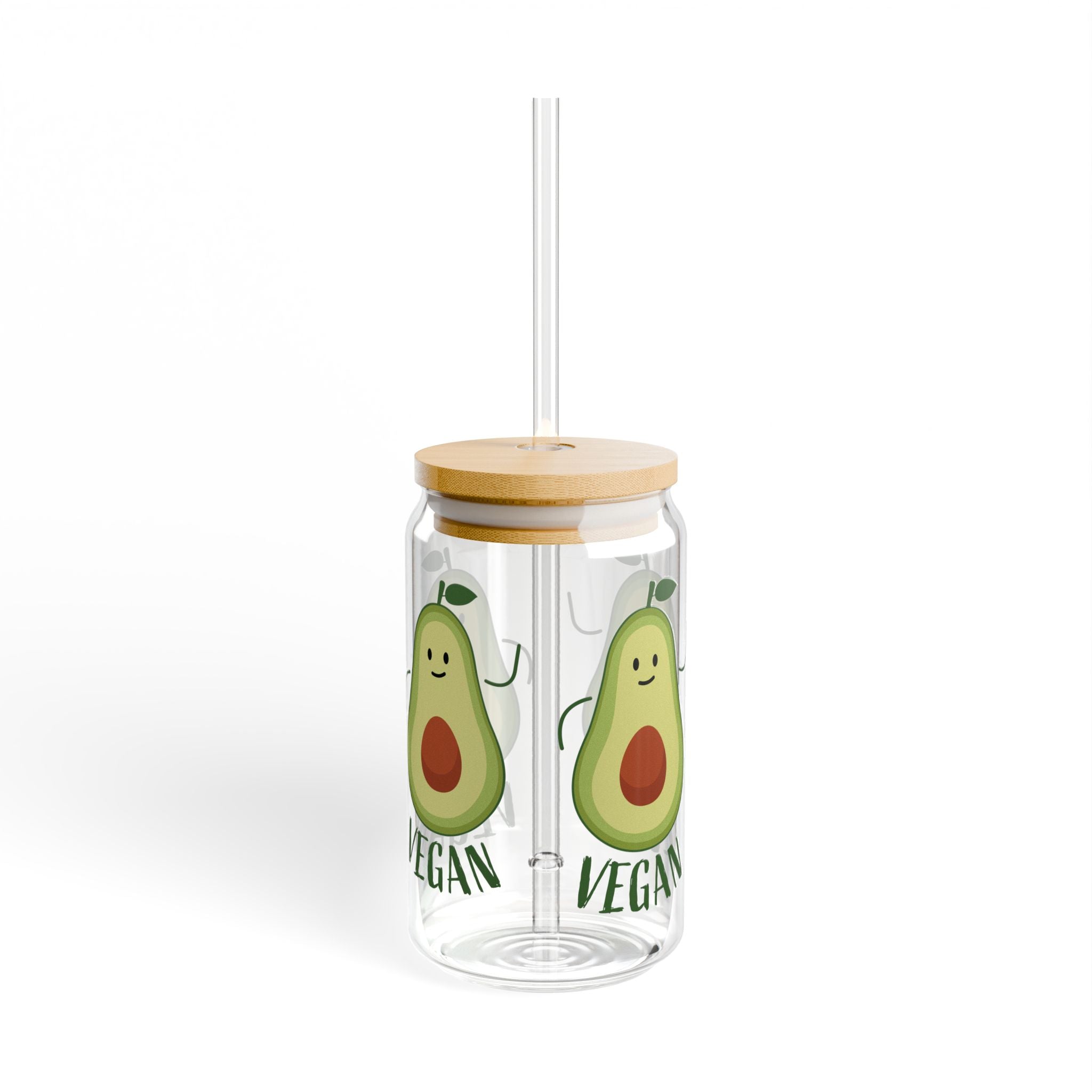 Vegan Avocado Reusable Sipper Glass Tumbler
