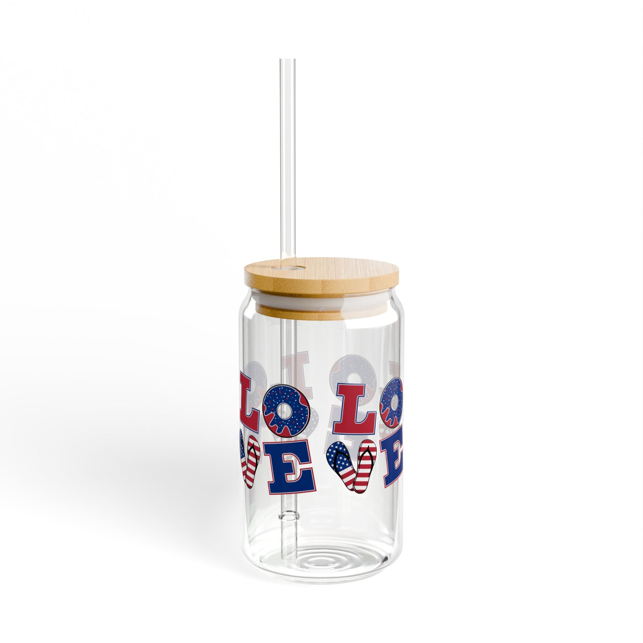 Patriotic 'Love' USA Flag Heart Summer Drink Tumbler