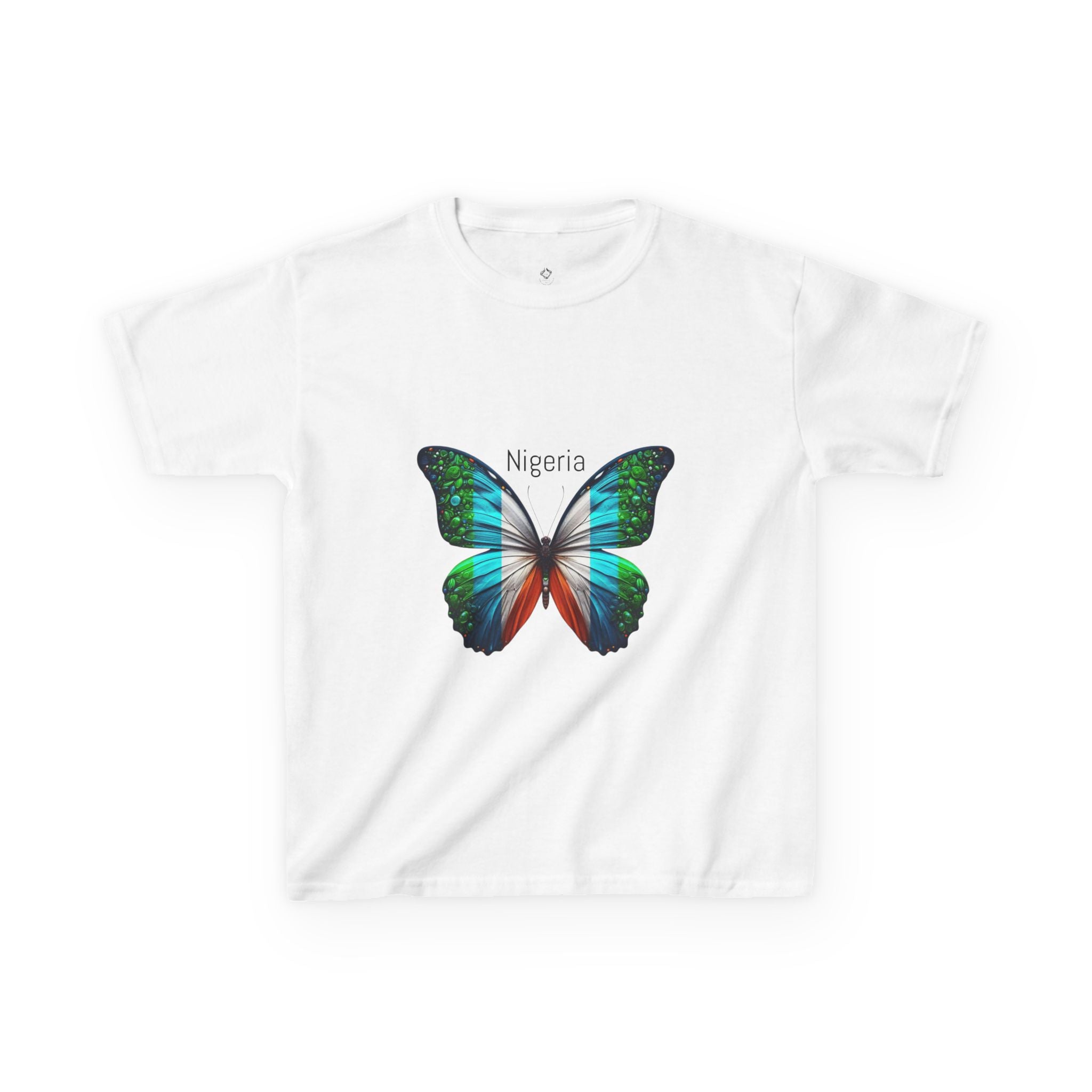 Kids Tee — Colorful Butterfly 'Nigeria' Graphic