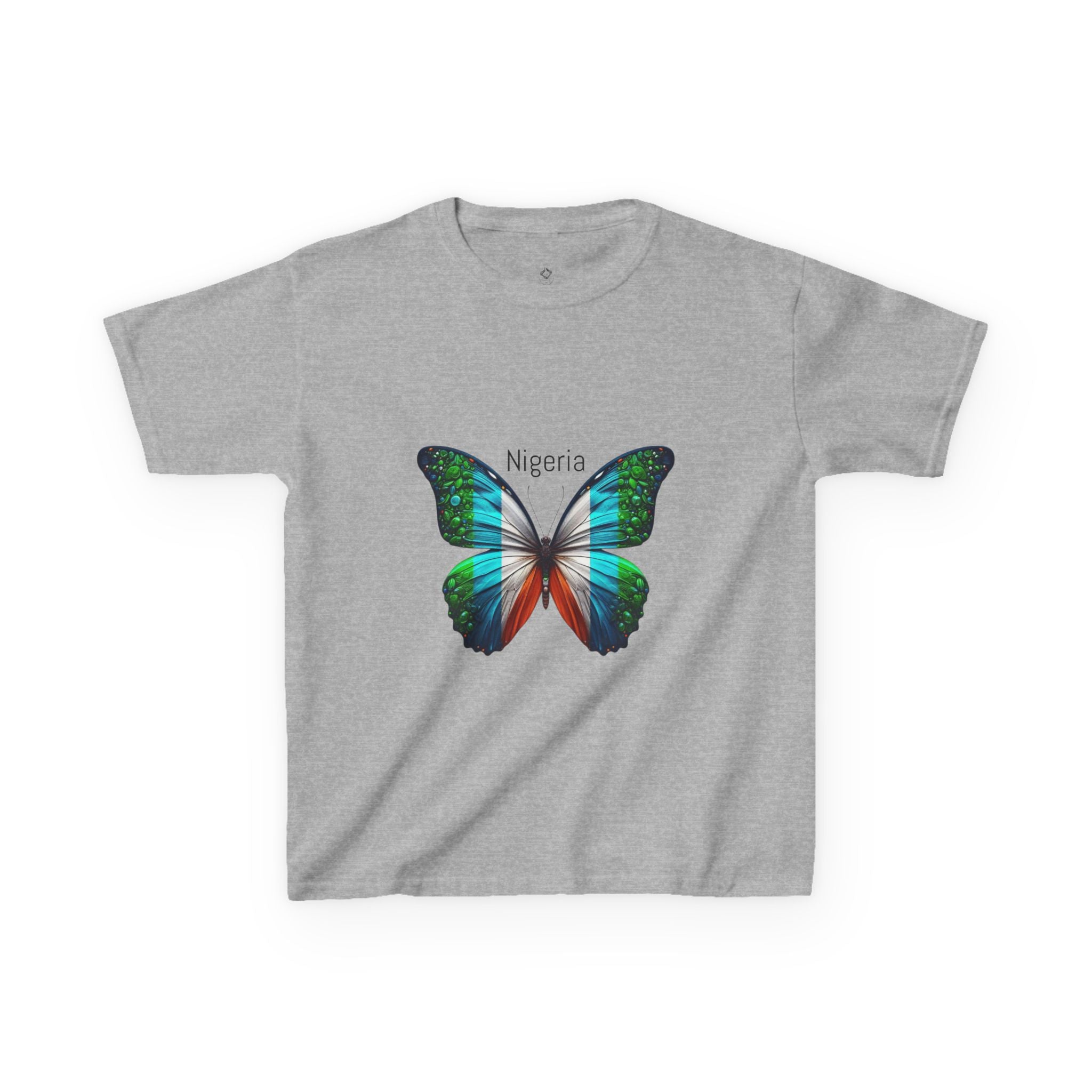 Kids Tee — Colorful Butterfly 'Nigeria' Graphic