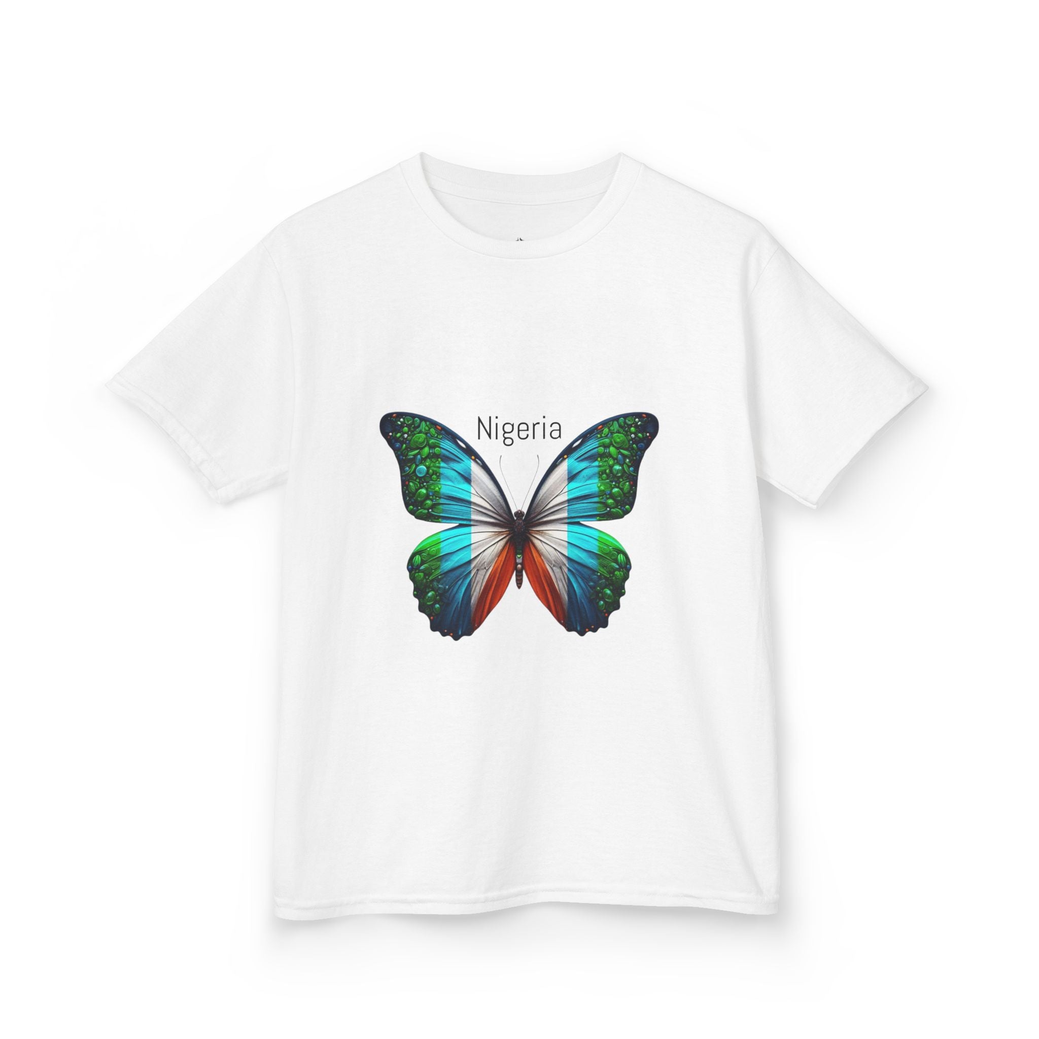 Kids Tee — Colorful Butterfly 'Nigeria' Graphic