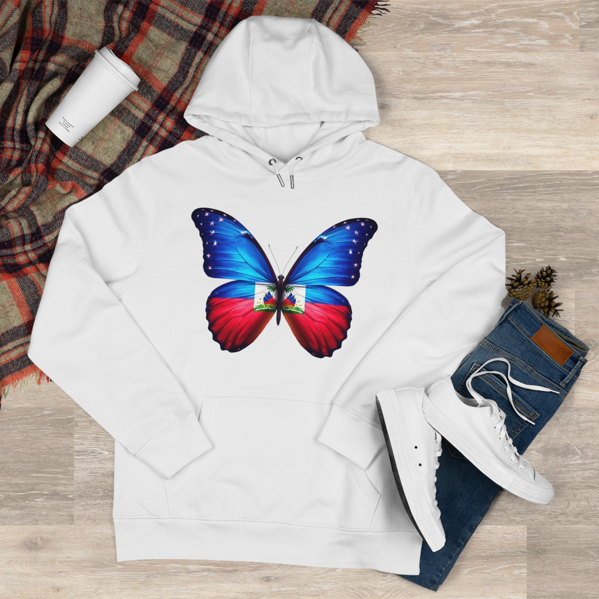 Haitian Butterfly Flag Hoodie Sweatshirt