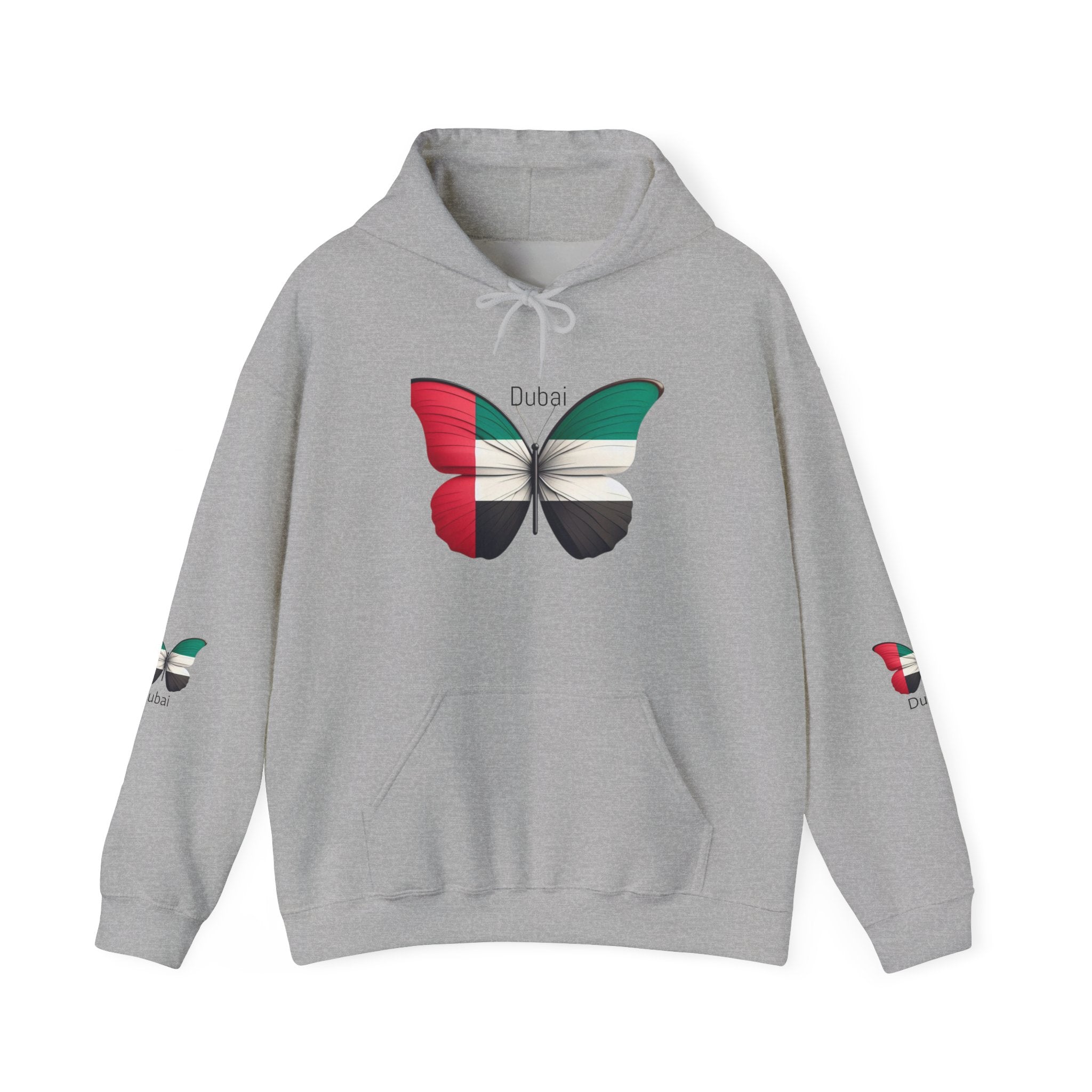 Dubai Flag Butterfly Hoodie – UAE Pride Pullover Sweatshirt