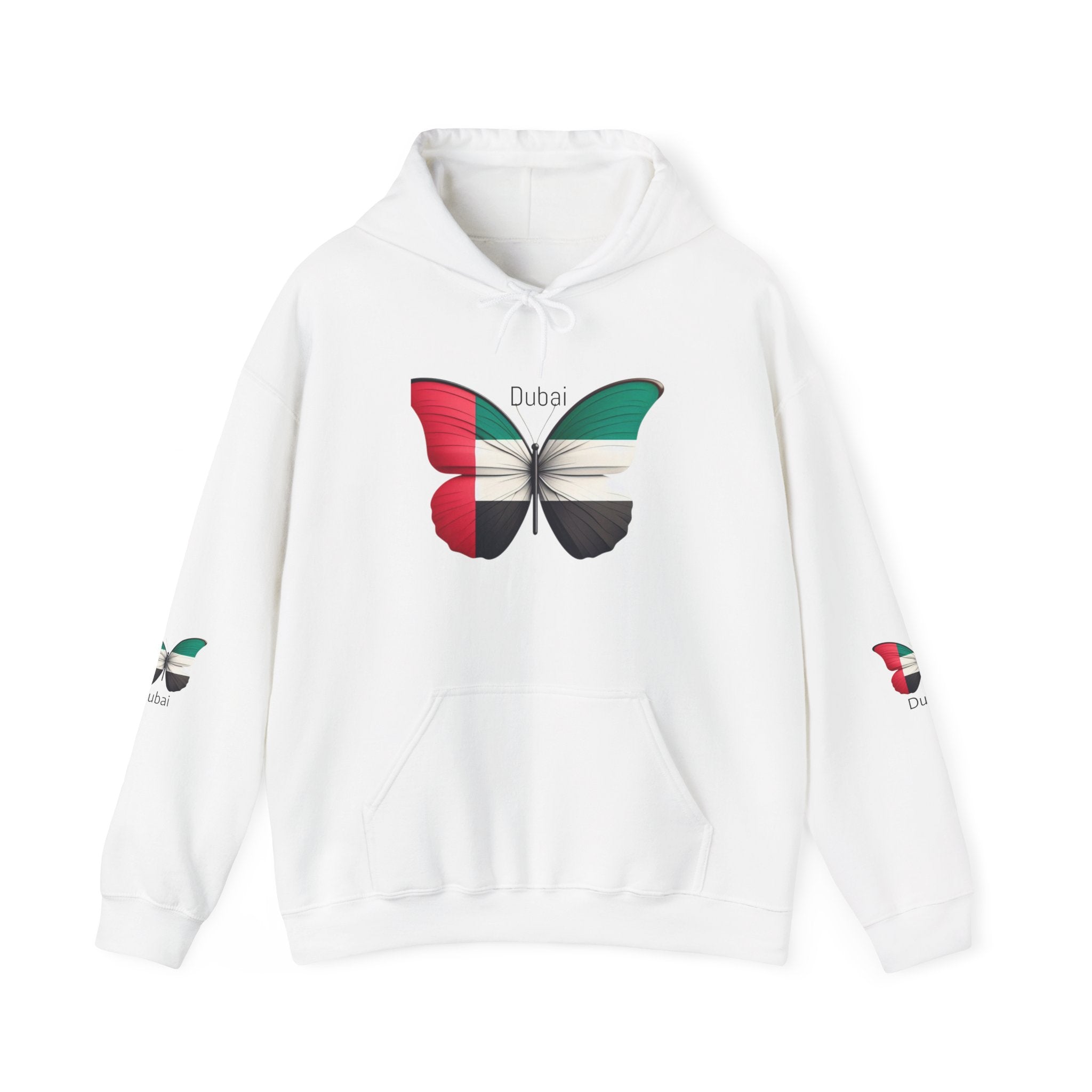 Dubai Flag Butterfly Hoodie – UAE Pride Pullover Sweatshirt