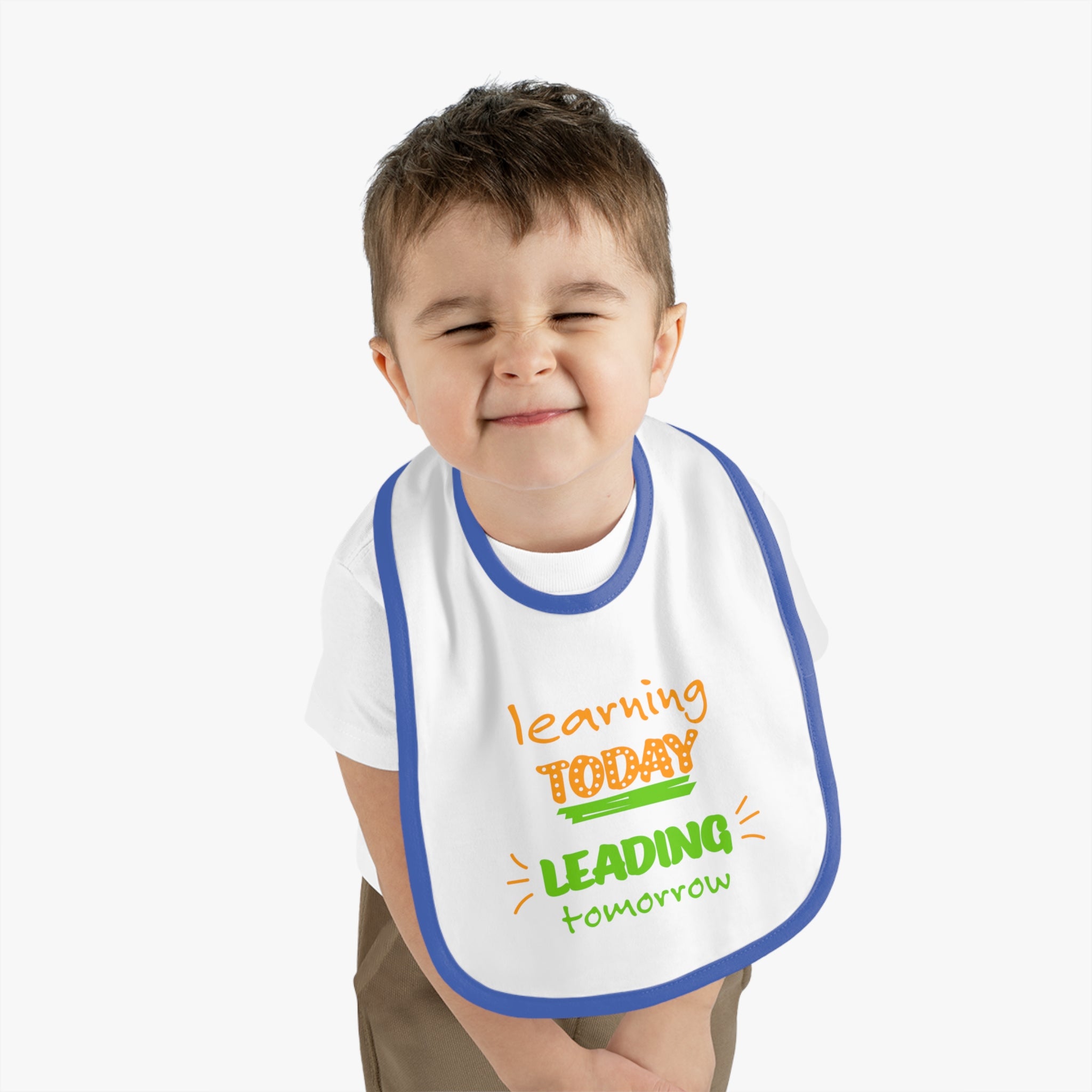 Learning Today Leading Tomorrow Baby Contrast Trim Jersey Bib
