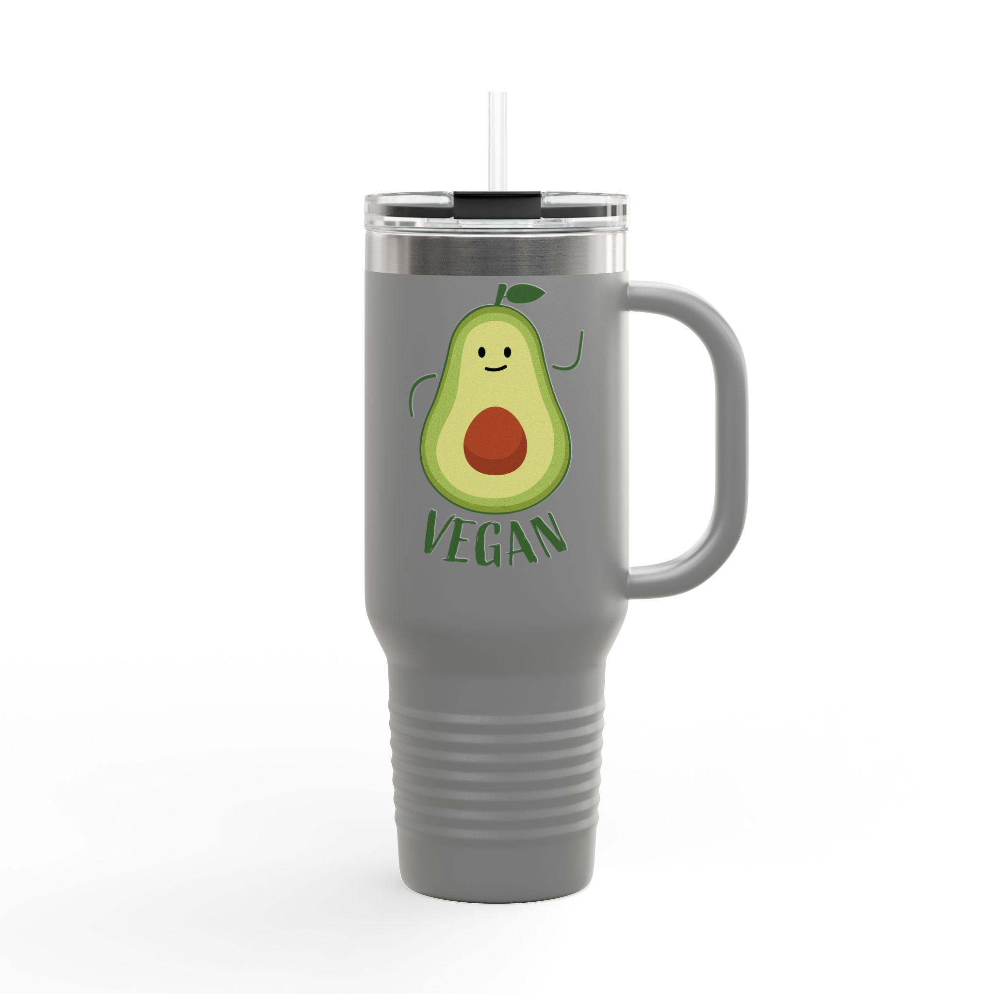 Vegan Avocado 40oz Insulated Travel Mug — Large Stainless Steel Tumbler for Hot & Cold Drinks