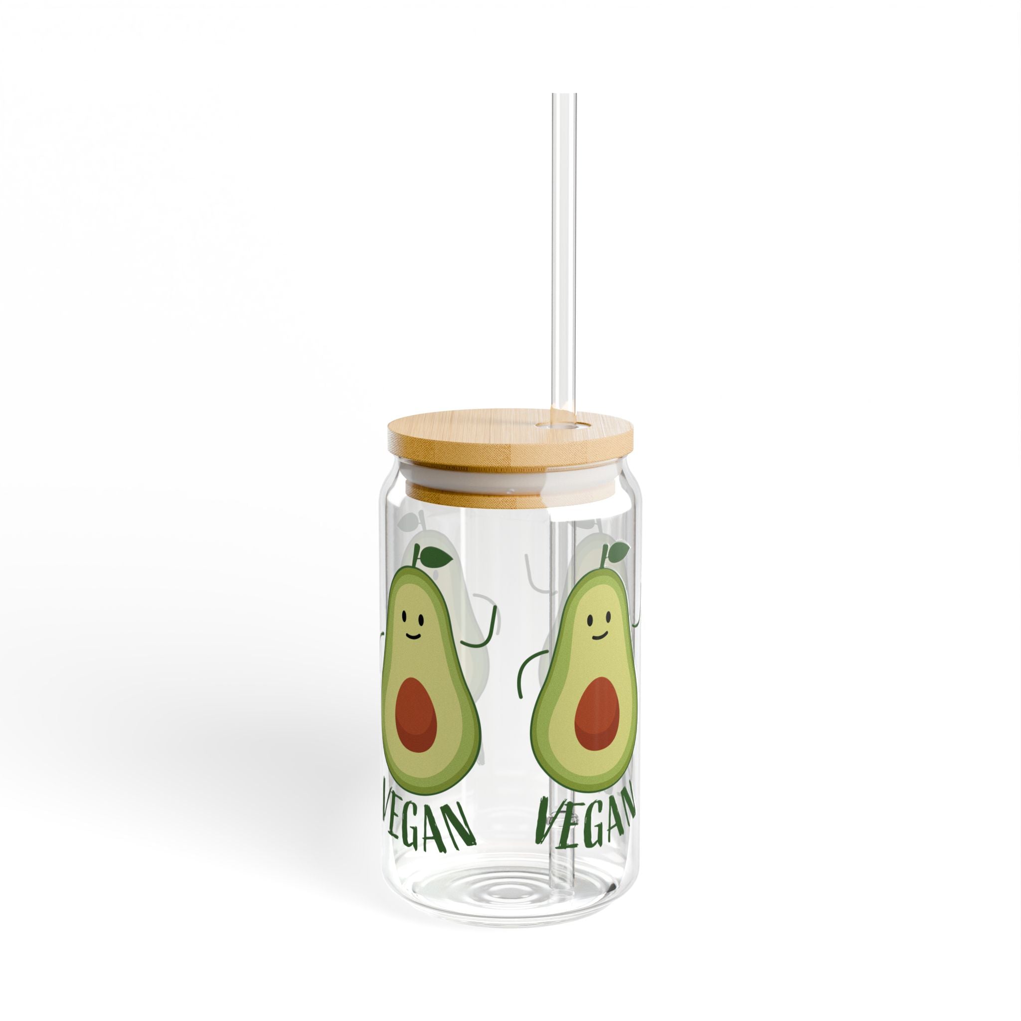 Vegan Avocado Reusable Sipper Glass Tumbler