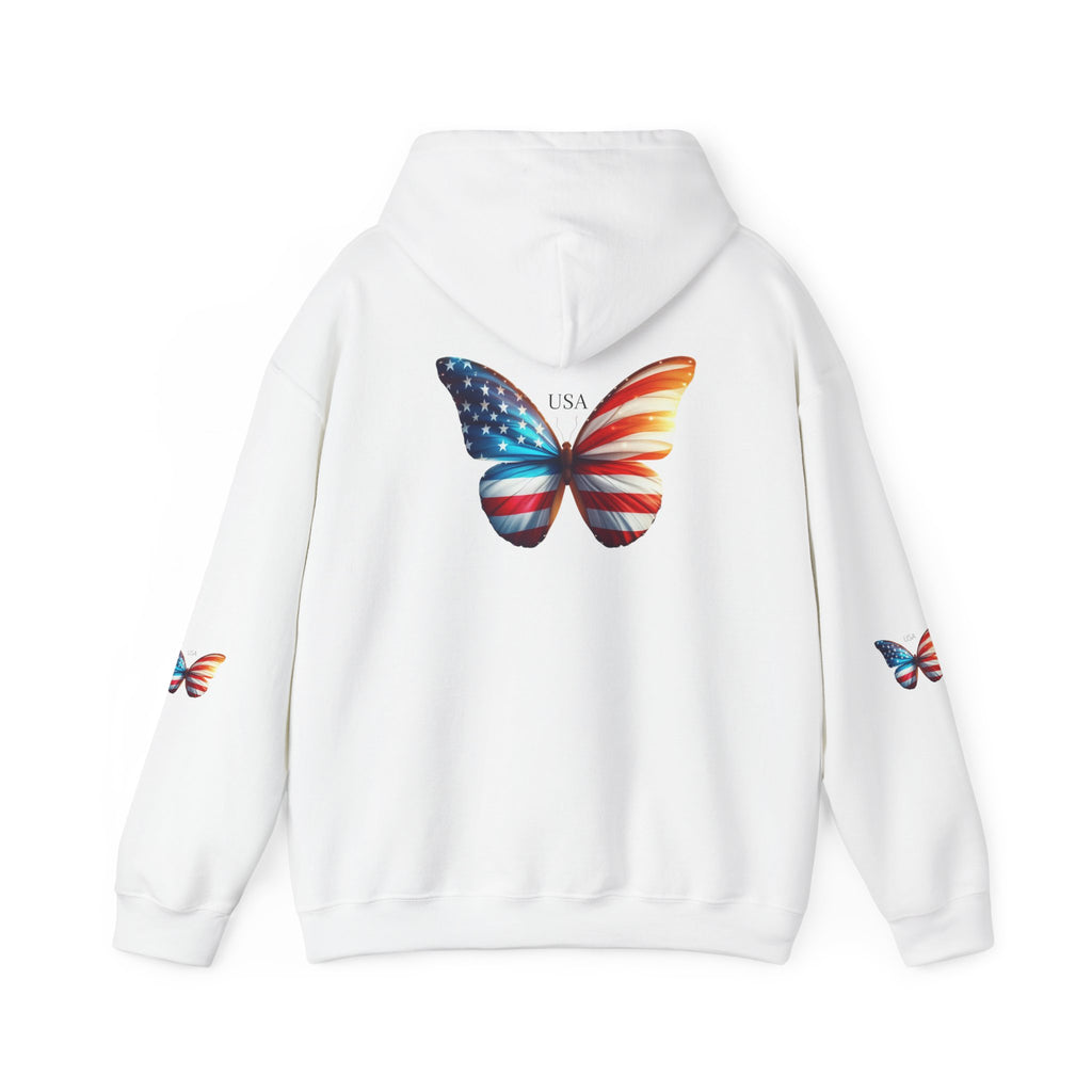 USA Flag Butterfly Unisex Heavy Blend Hooded Sweatshirt