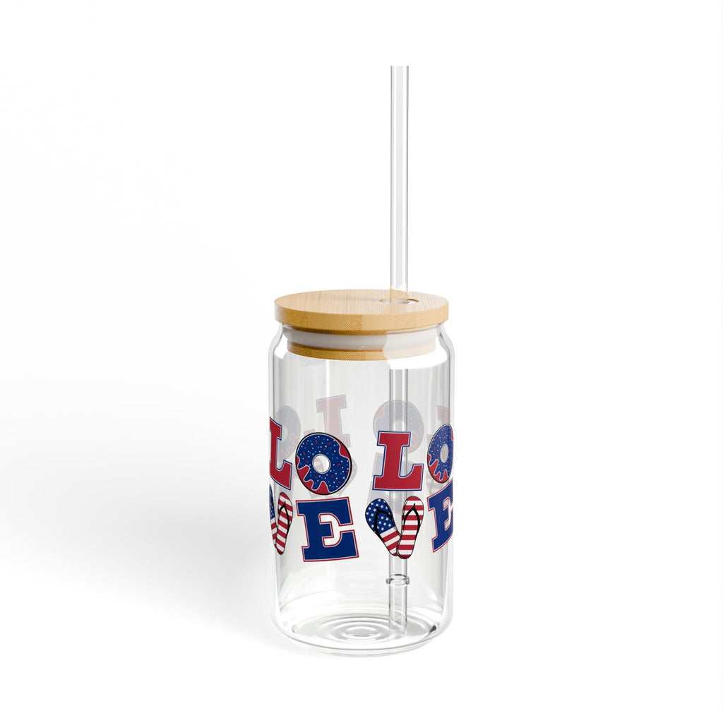 Patriotic 'Love' USA Flag Heart Summer Drink Tumbler