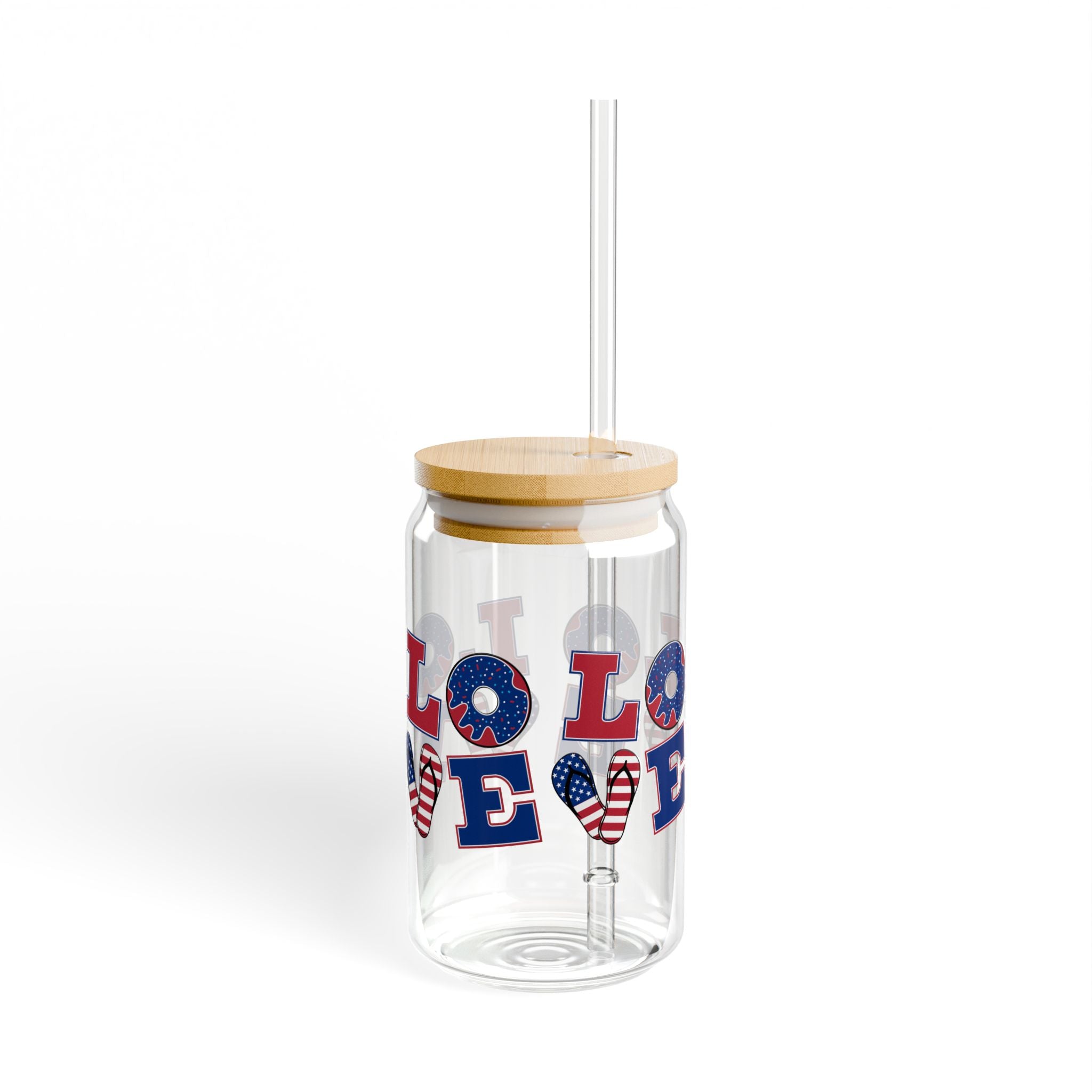Patriotic 'Love' USA Flag Heart Summer Drink Tumbler