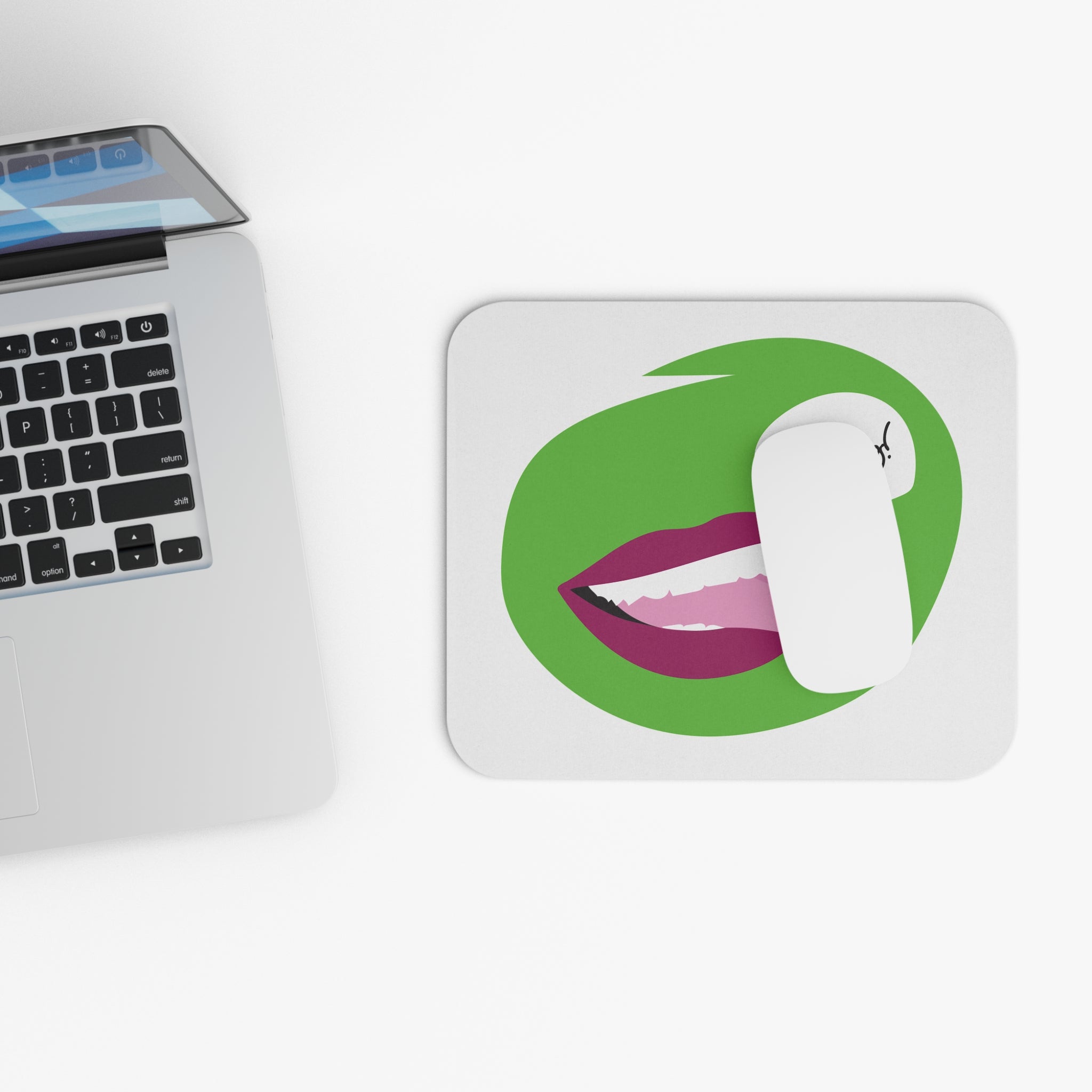 Playful Lip Art Design with “Ooh My!” Speech Bubble Mouse Pad