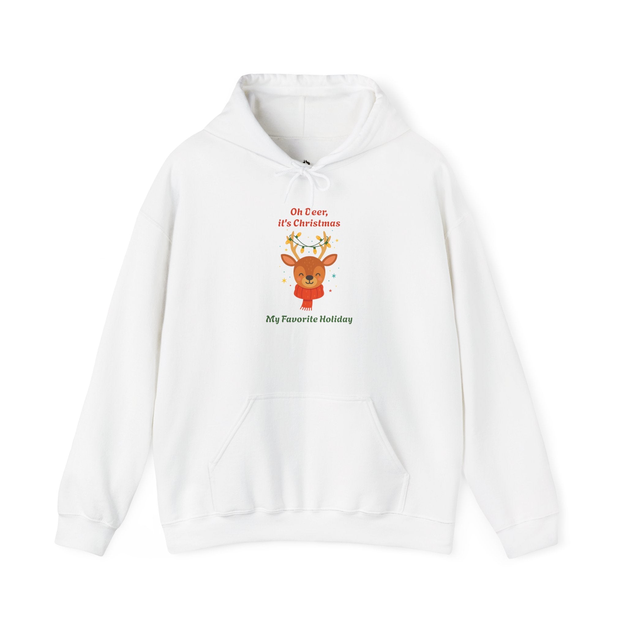 Christmas Reindeer Hoodie - "Oh Deer, It's Christmas" Holiday Sweatshirt