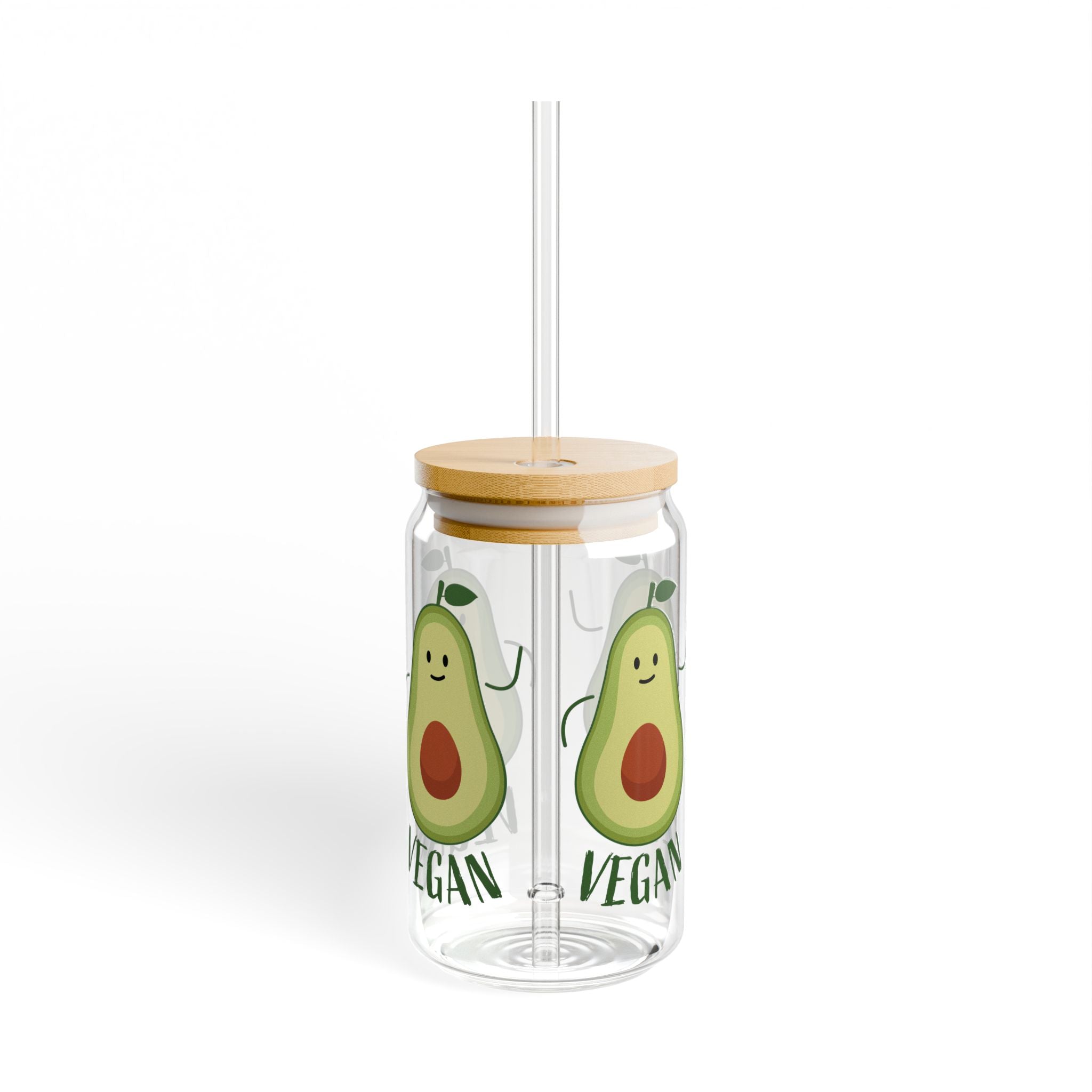 Vegan Avocado Reusable Sipper Glass Tumbler