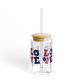 Patriotic 'Love' USA Flag Heart Summer Drink Tumbler
