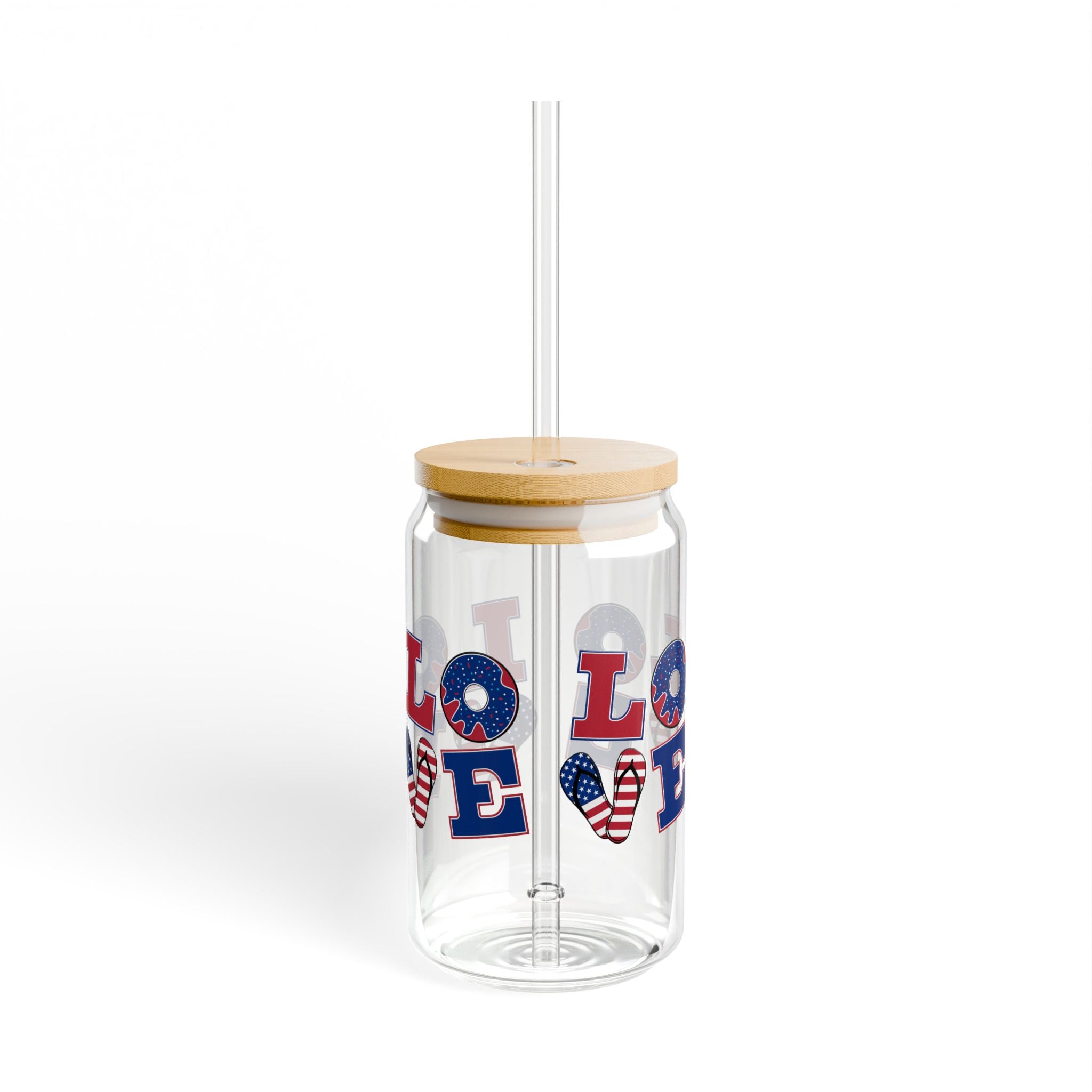 Patriotic 'Love' USA Flag Heart Summer Drink Tumbler