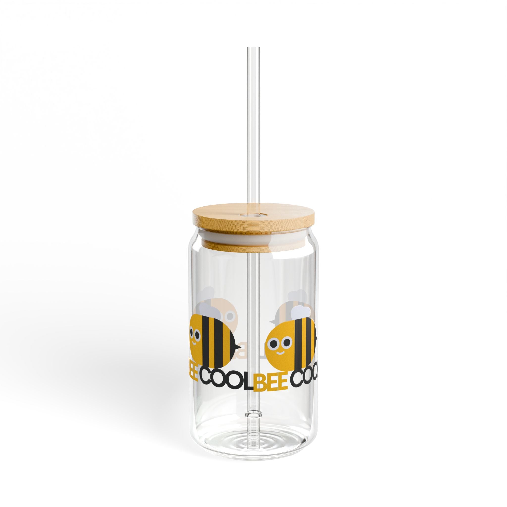 Cool Bee Glass Sipper Cup with Bamboo Lid