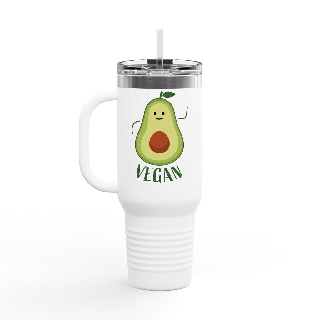 Vegan Avocado 40oz Insulated Travel Mug — Large Stainless Steel Tumbler for Hot & Cold Drinks