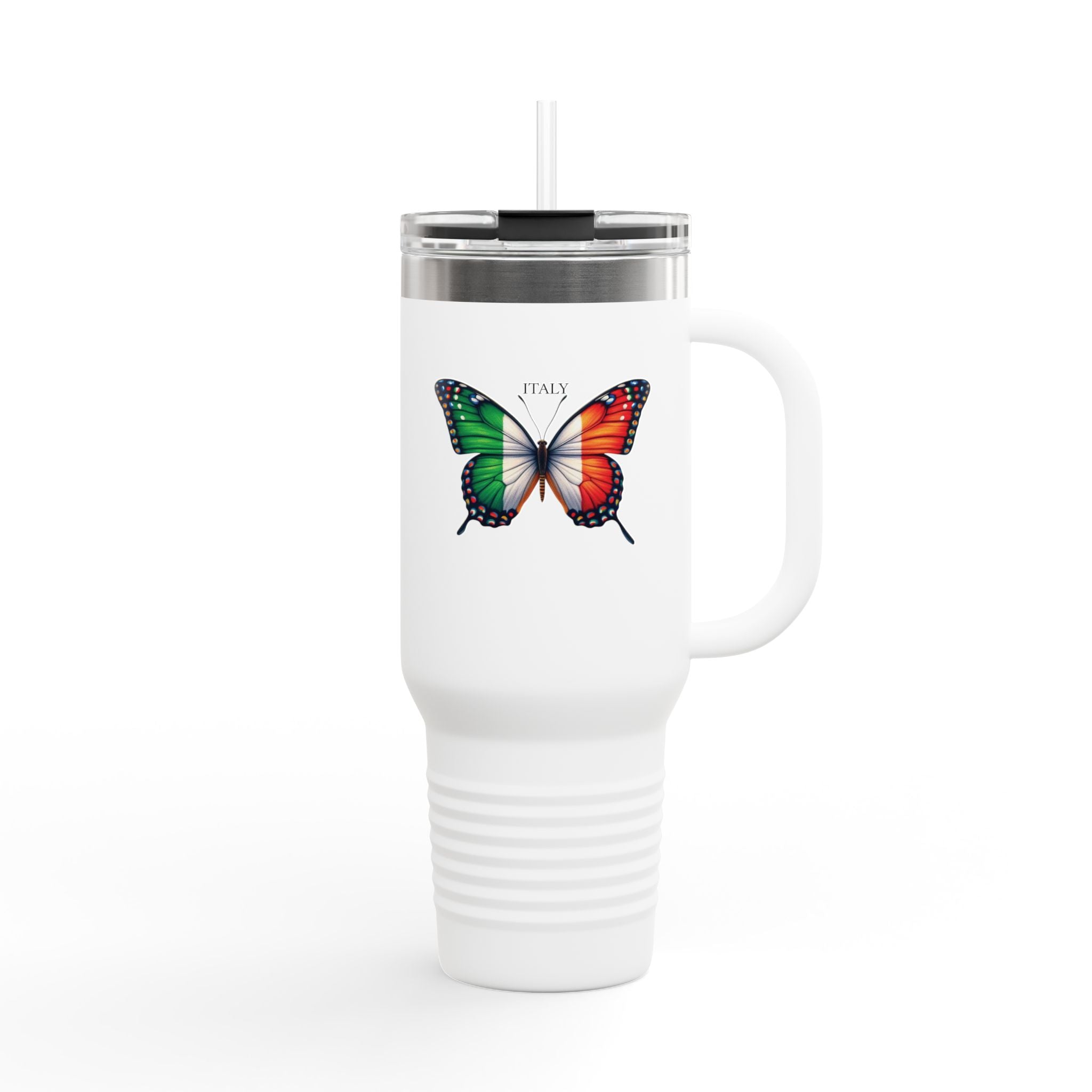 Butterfly Design Insulated Travel Mug - 40oz, Perfect for Italy Lovers