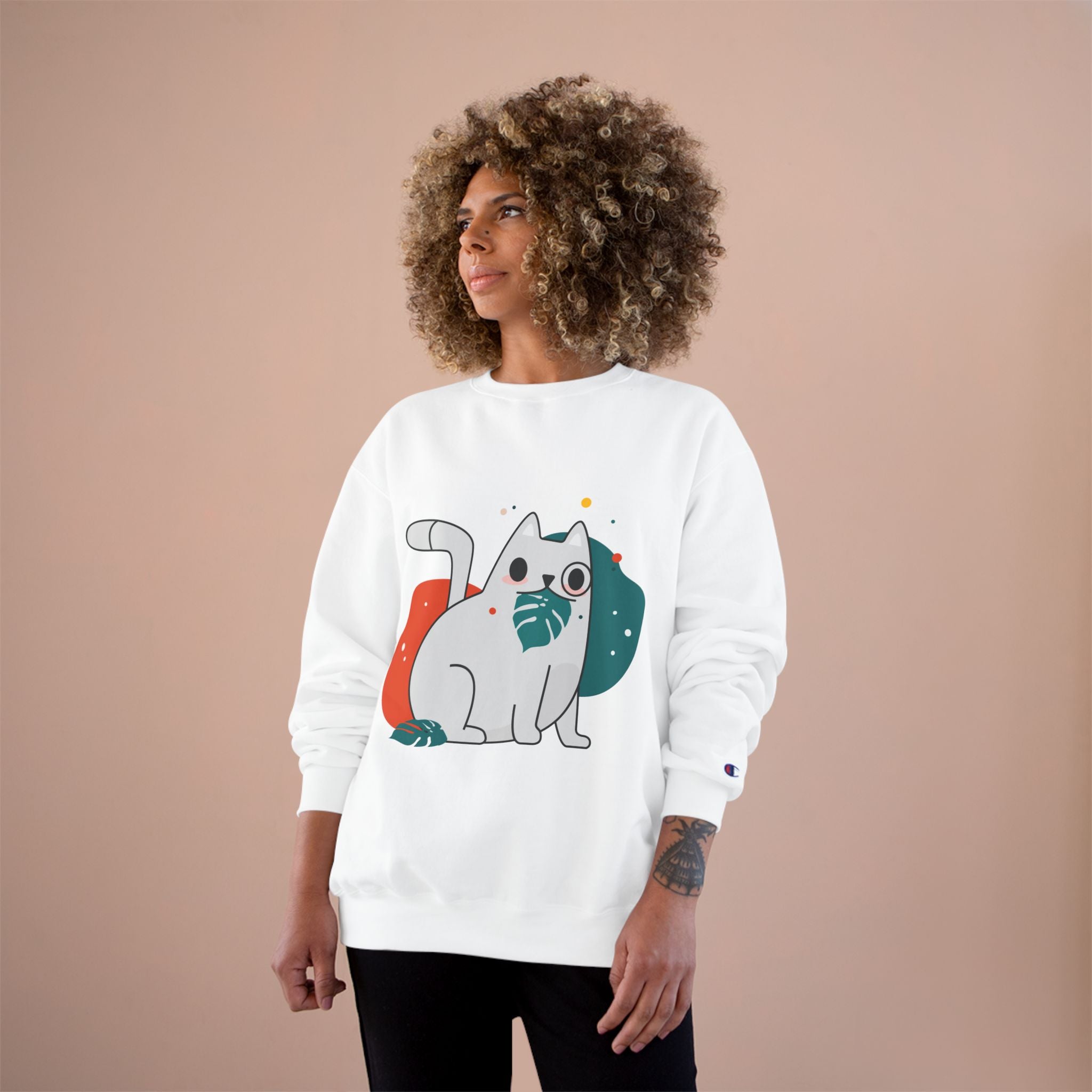 Cat with Flower Champion Sweatshirt