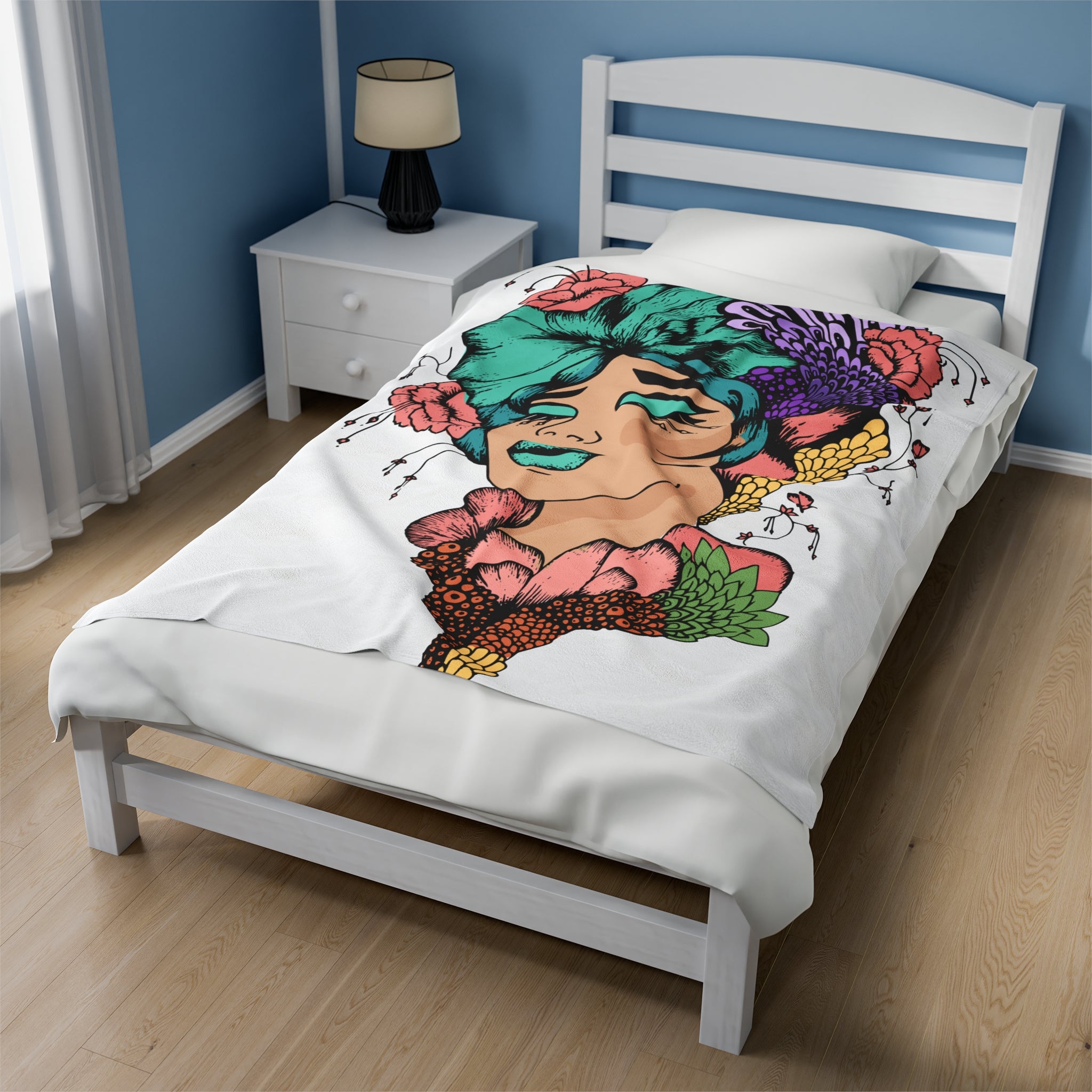 Woman Artistic Design Plush Blanket.