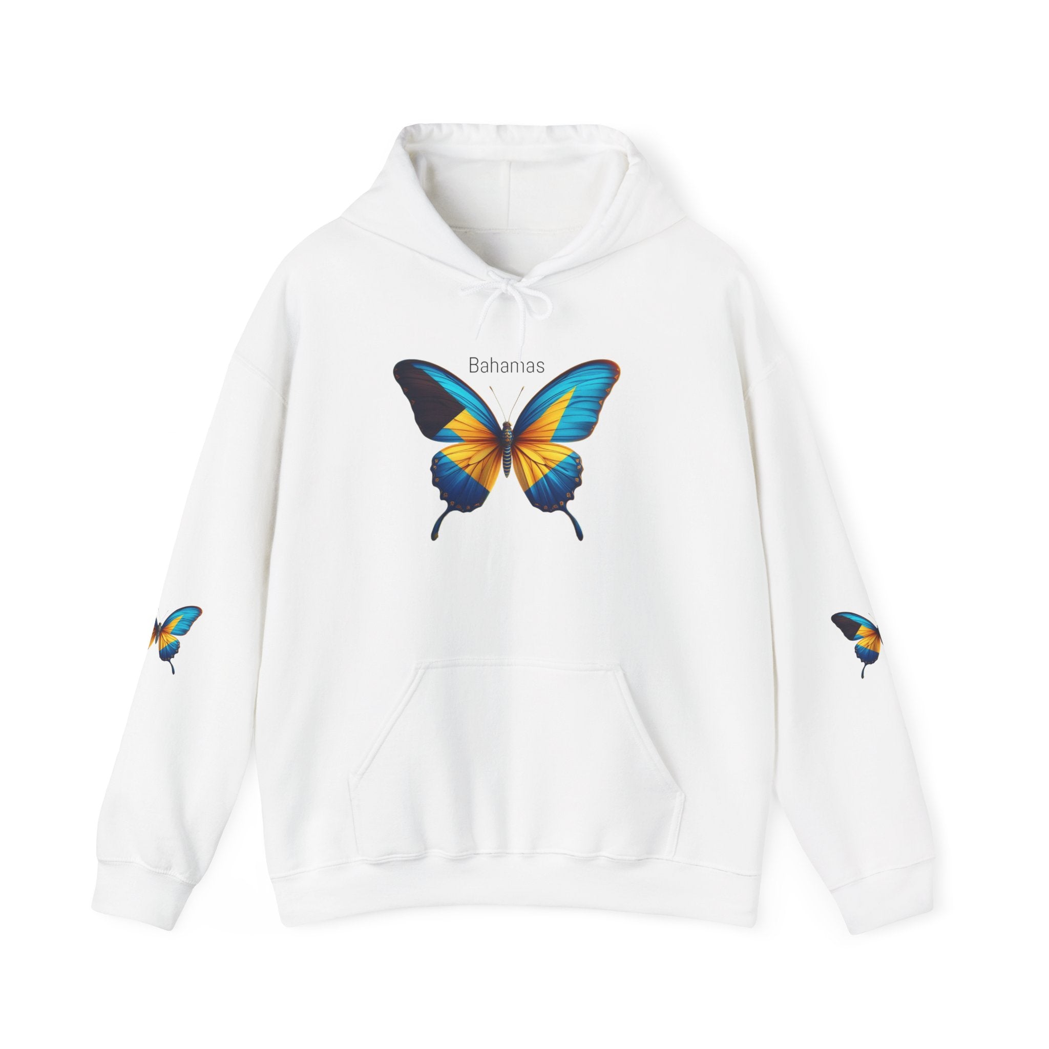 Butterfly Graphic Hoodie – Blue & Yellow Bahamian Wings Sweatshirt