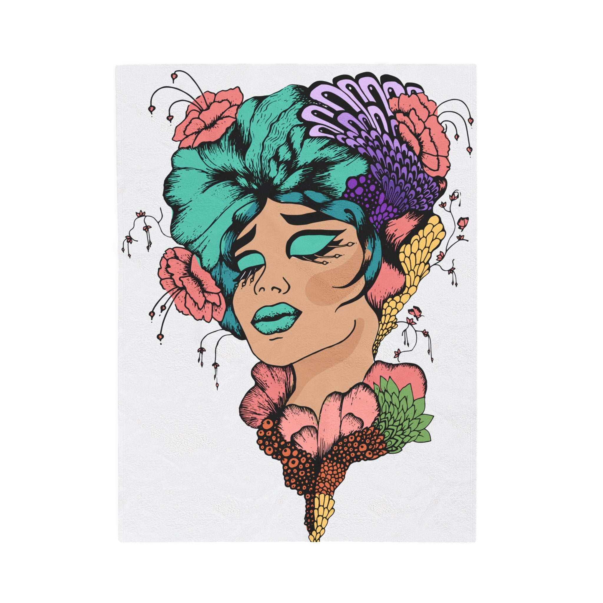 Woman Artistic Design Plush Blanket.